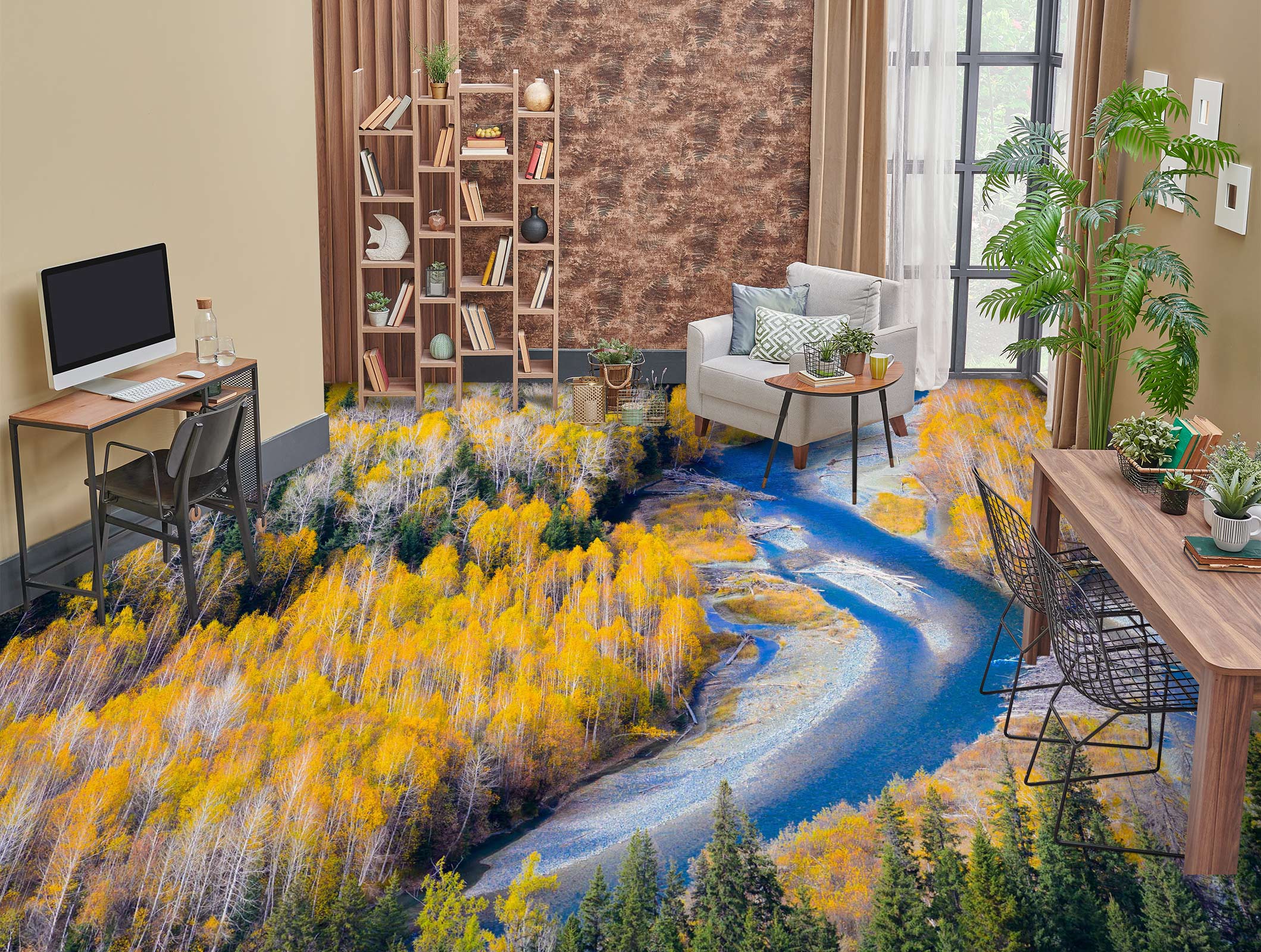 3D Blue River Oil Painting 675 Floor Mural Wallpaper Murals Rug & Mat Print Epoxy waterproof bath floor