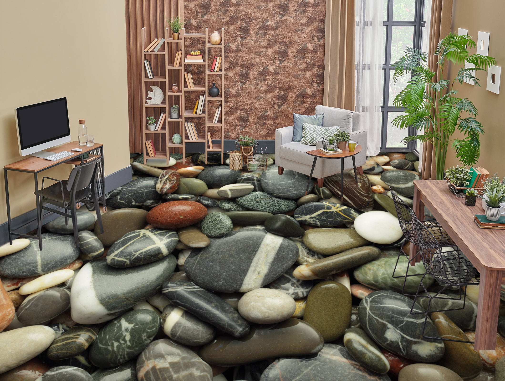 3D Collection Of Pebbles 1023 Floor Mural Wallpaper Murals Self-Adhesive Removable Print Epoxy