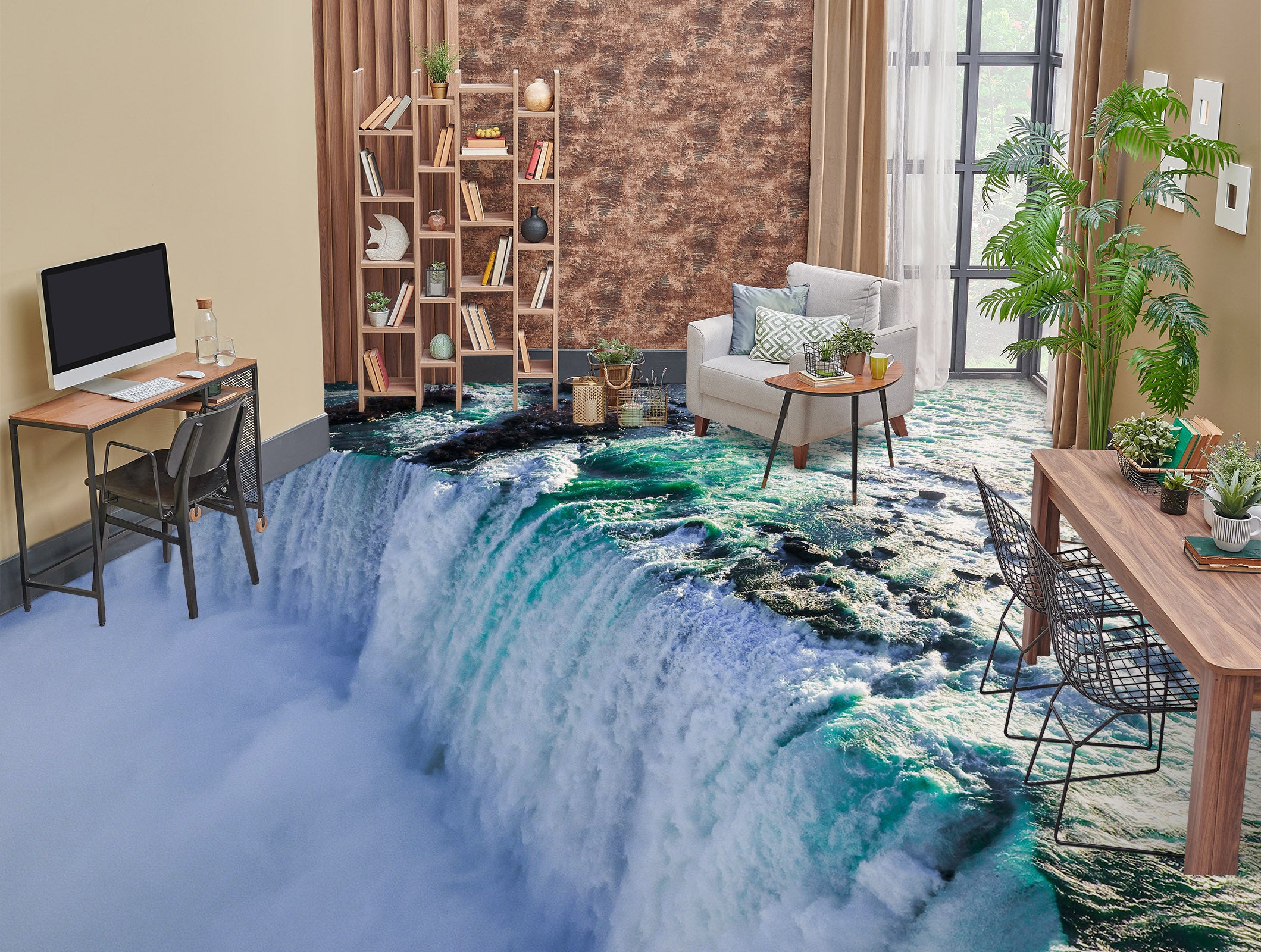3D Icy Waterfall 836 Floor Mural Wallpaper Murals Rug & Mat Print Epoxy waterproof bath floor