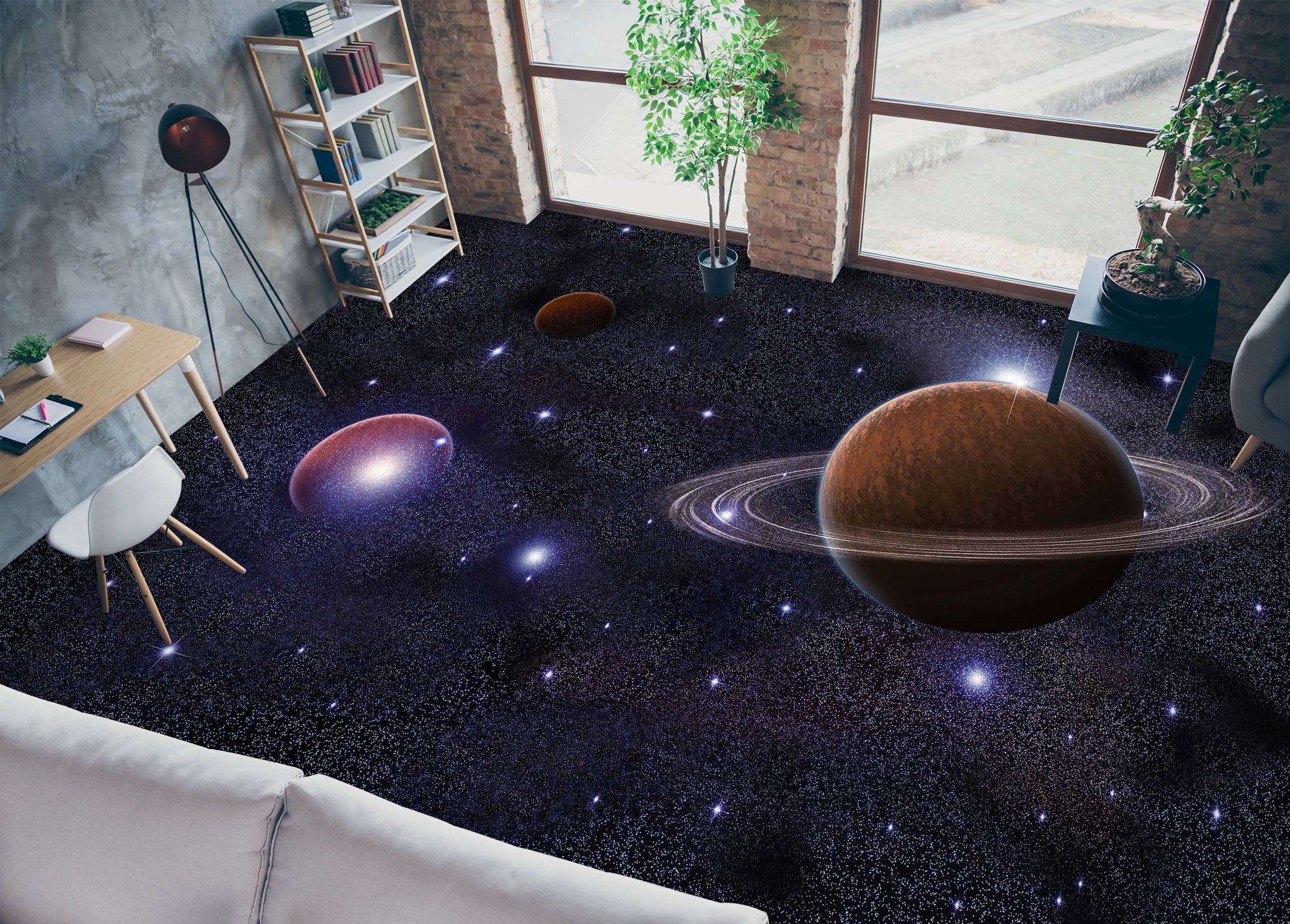 3D Mysterious Saturn 013 Floor Mural Wallpaper Murals Rug & Mat Print Epoxy waterproof bath floor