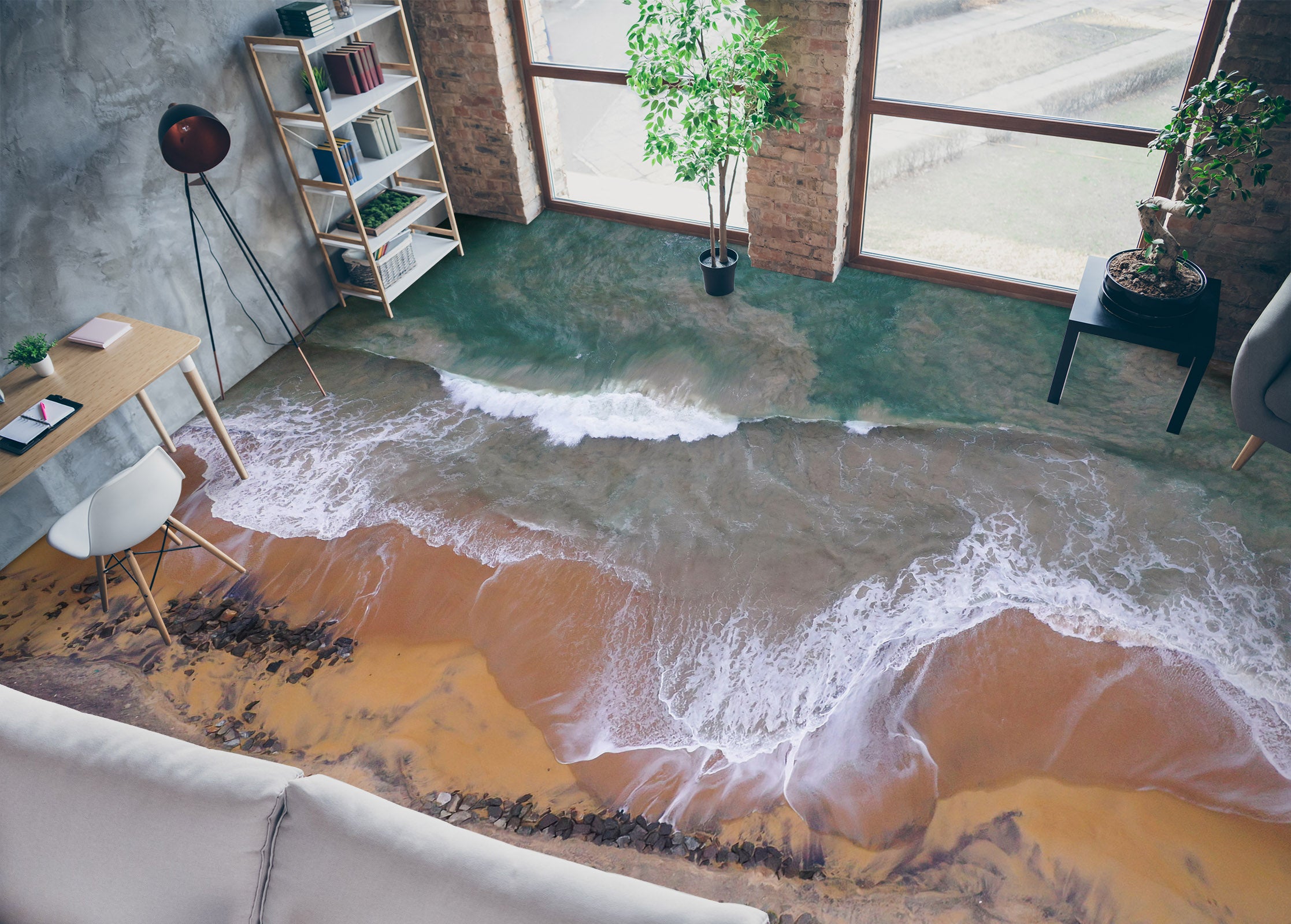 3D Graceful Waves 588 Floor Mural Wallpaper Murals Rug & Mat Print Epoxy waterproof bath floor