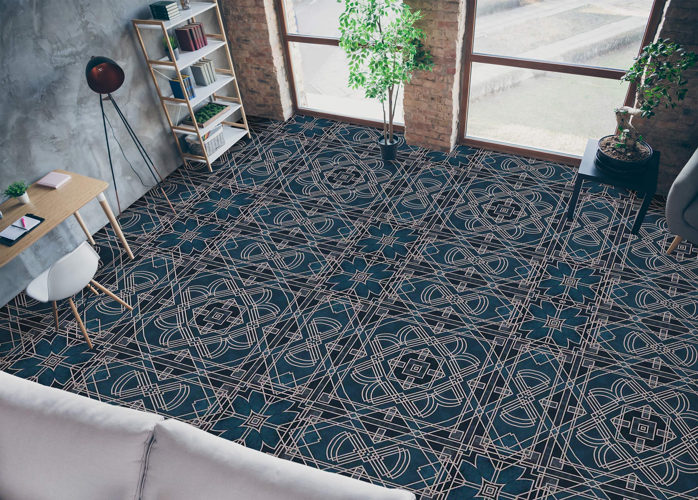 3D Navy Blue Texture 102112 Andrea Haase Floor Mural Wallpaper Murals Self-Adhesive Removable Print Epoxy