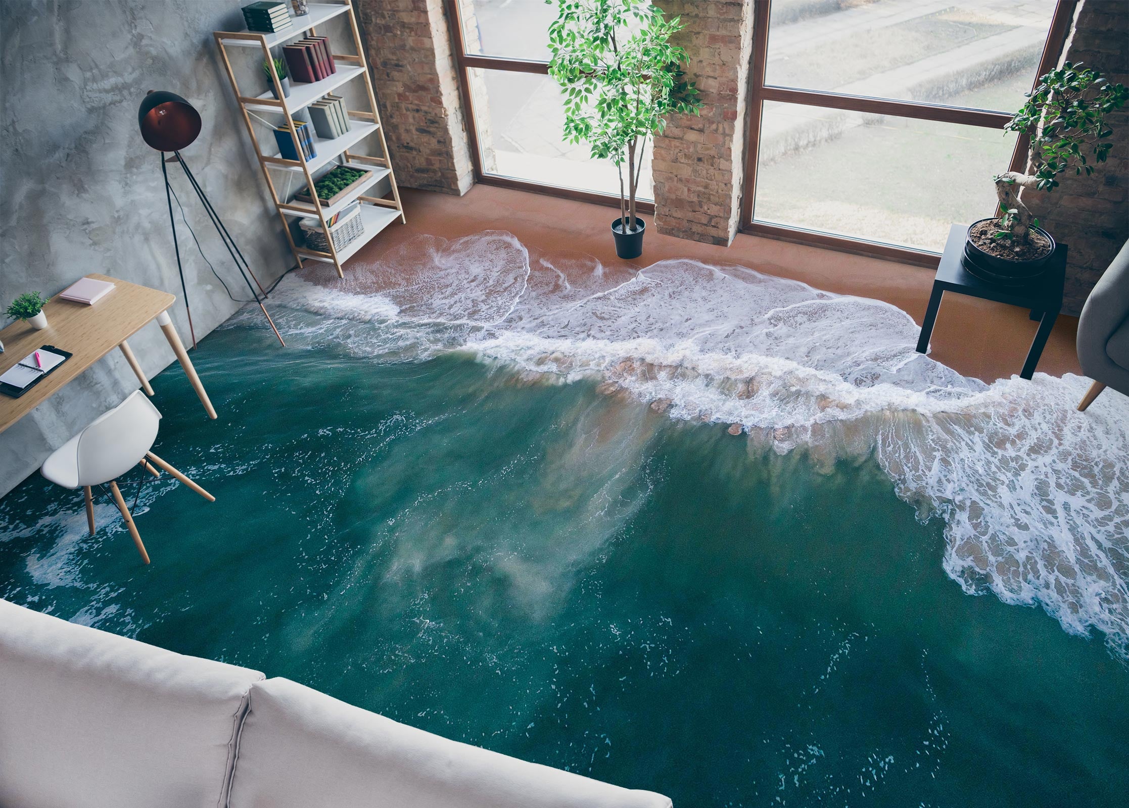 3D Deep Green Sea View 095 Floor Mural Wallpaper Murals Rug & Mat Print Epoxy waterproof bath floor