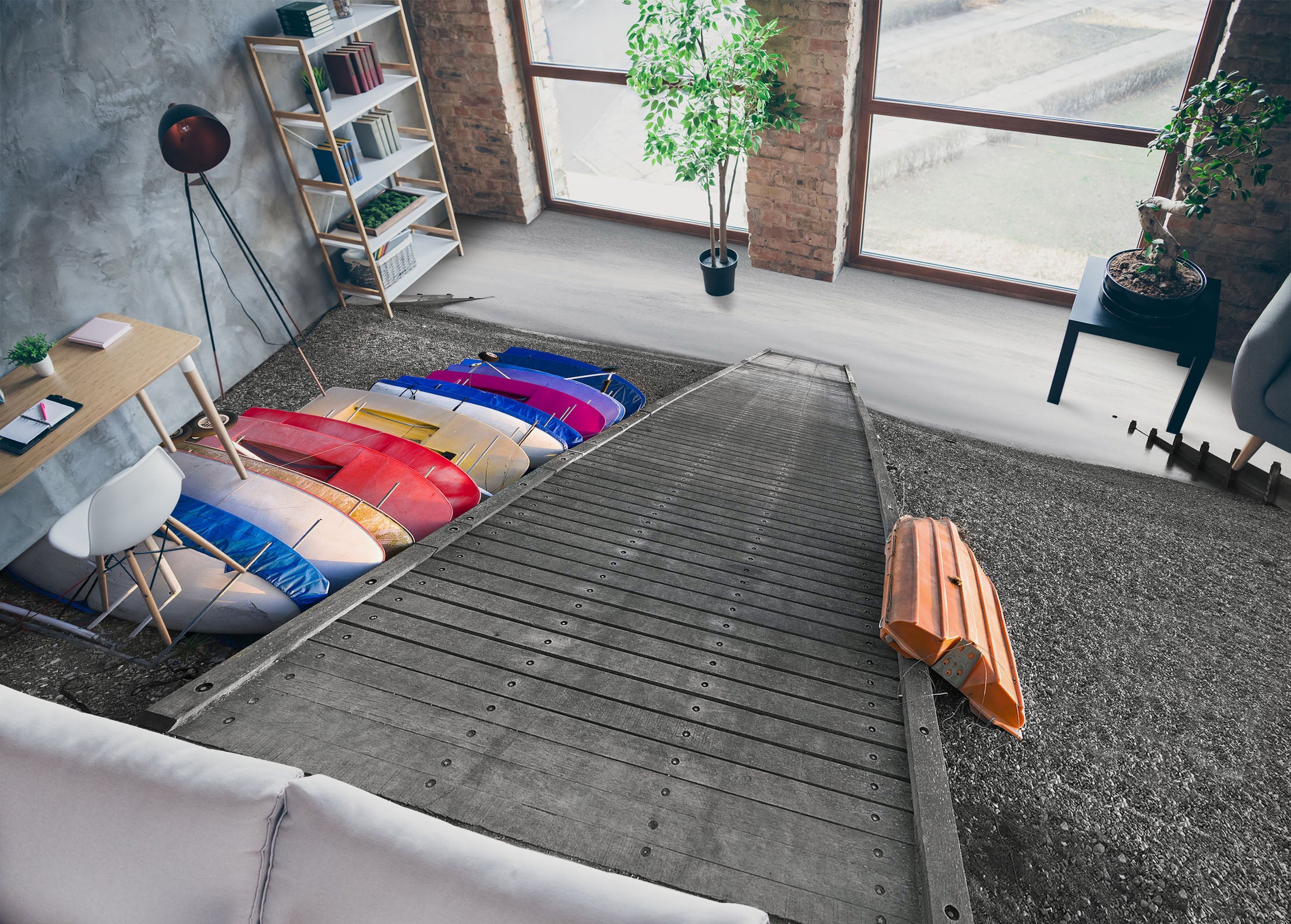 3D Beach Bridge Boat 9842 Assaf Frank Floor Mural Wallpaper Murals Self-Adhesive Removable Print Epoxy