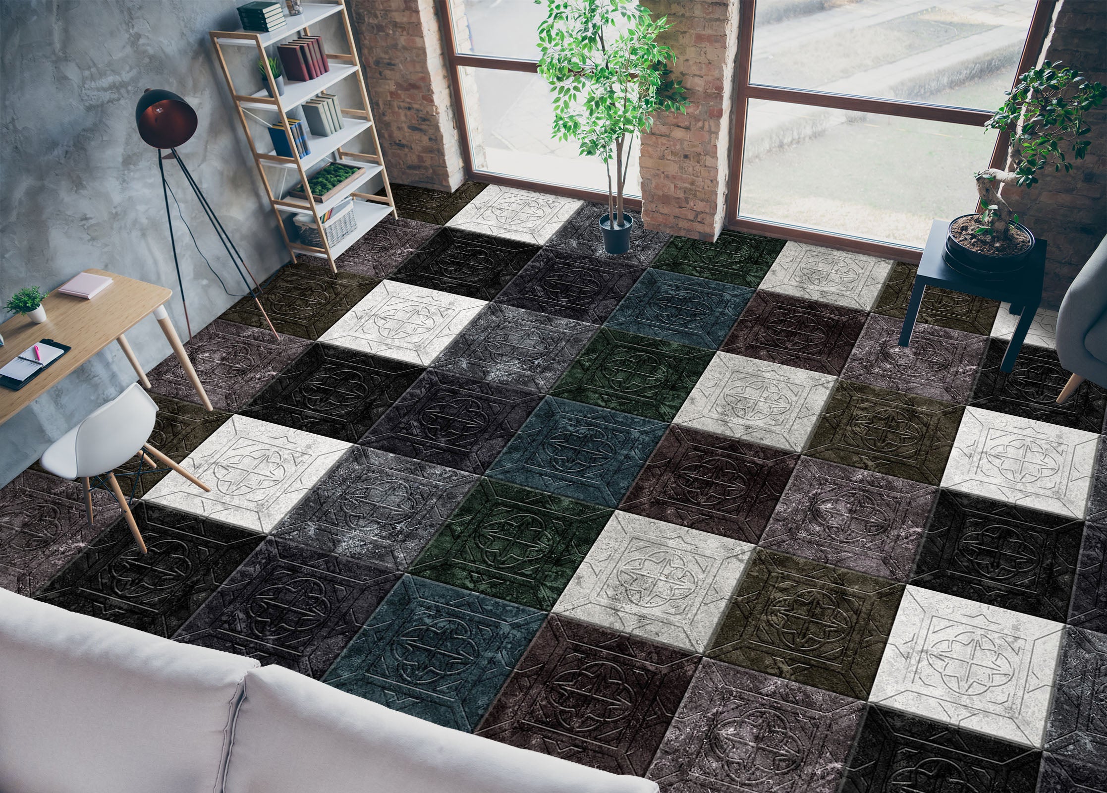 3D Elegant Square Style 950 Floor Mural Wallpaper Murals Rug & Mat Print Epoxy waterproof bath floor