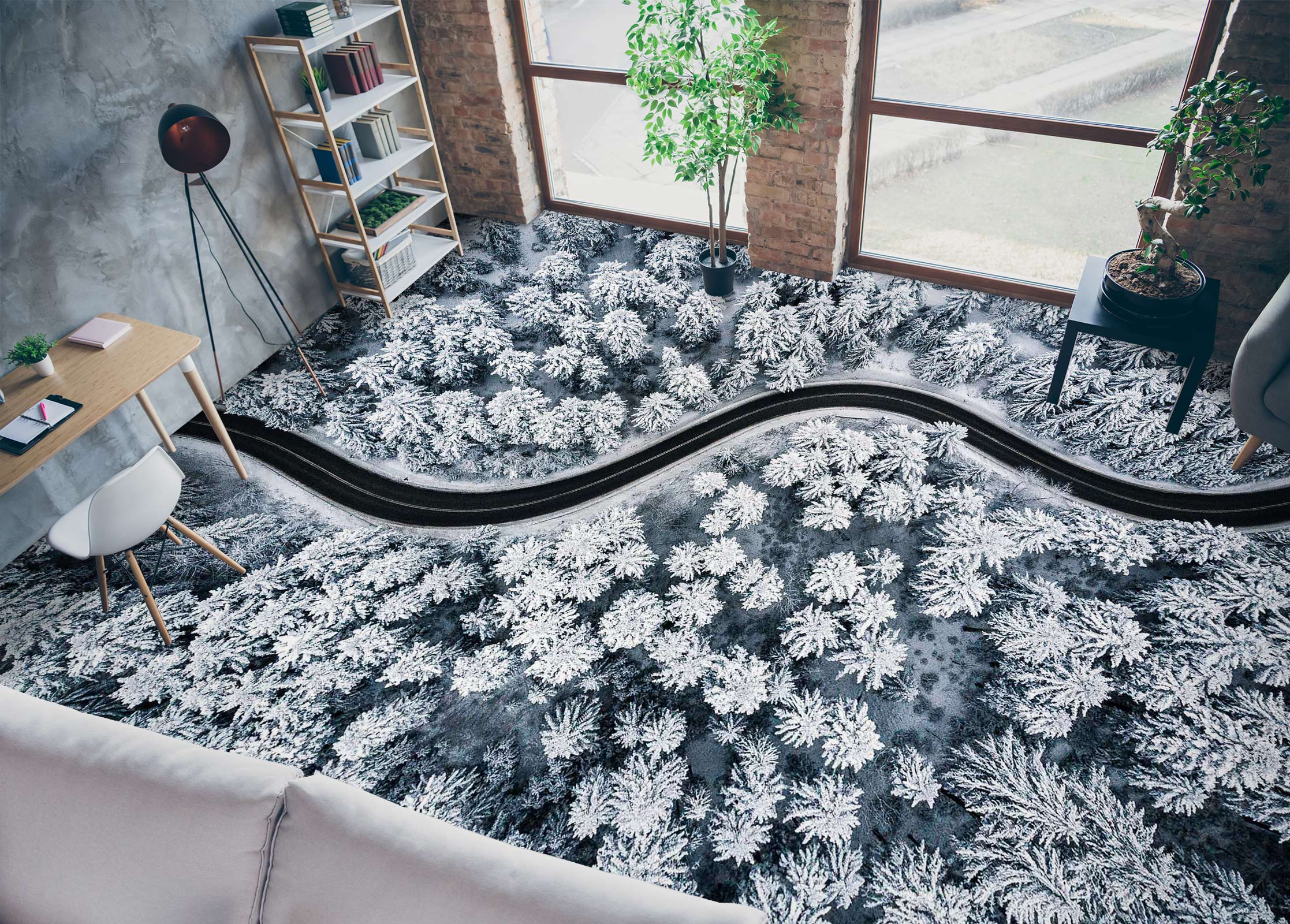 3D Road In Snow Forest 162 Floor Mural Wallpaper Murals Rug & Mat Print Epoxy waterproof bath floor