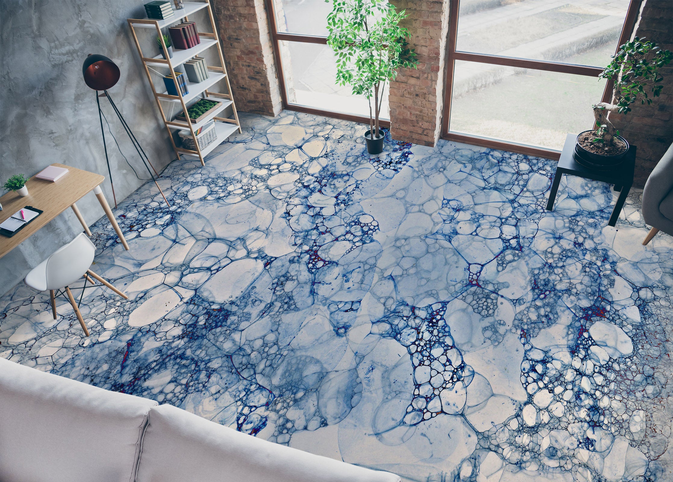 3D Blue Lines Connected 524 Floor Mural Wallpaper Murals Rug & Mat Print Epoxy waterproof bath floor