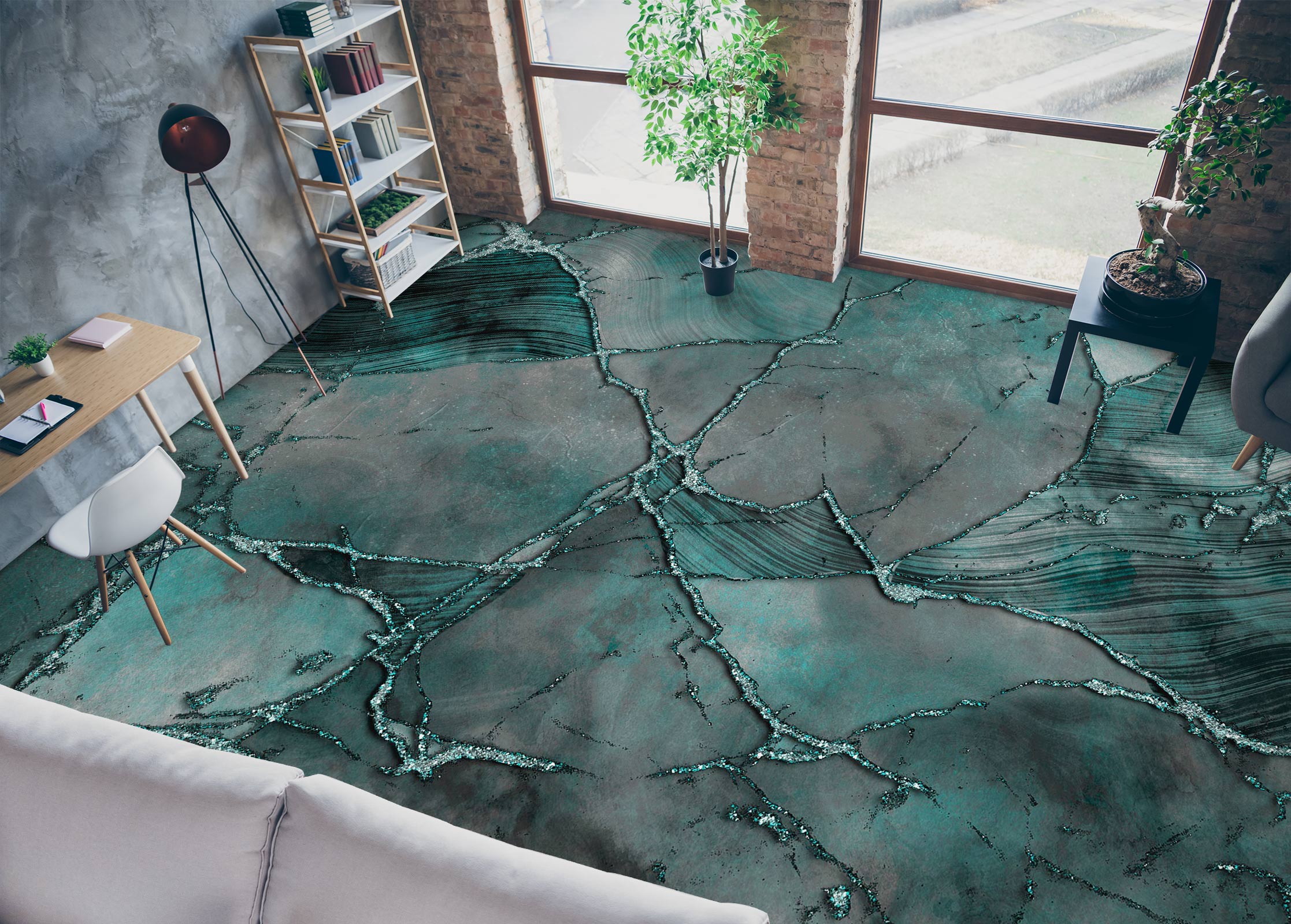 3D Green Pattern Crack 102143 Andrea Haase Floor Mural Wallpaper Murals Self-Adhesive Removable Print Epoxy