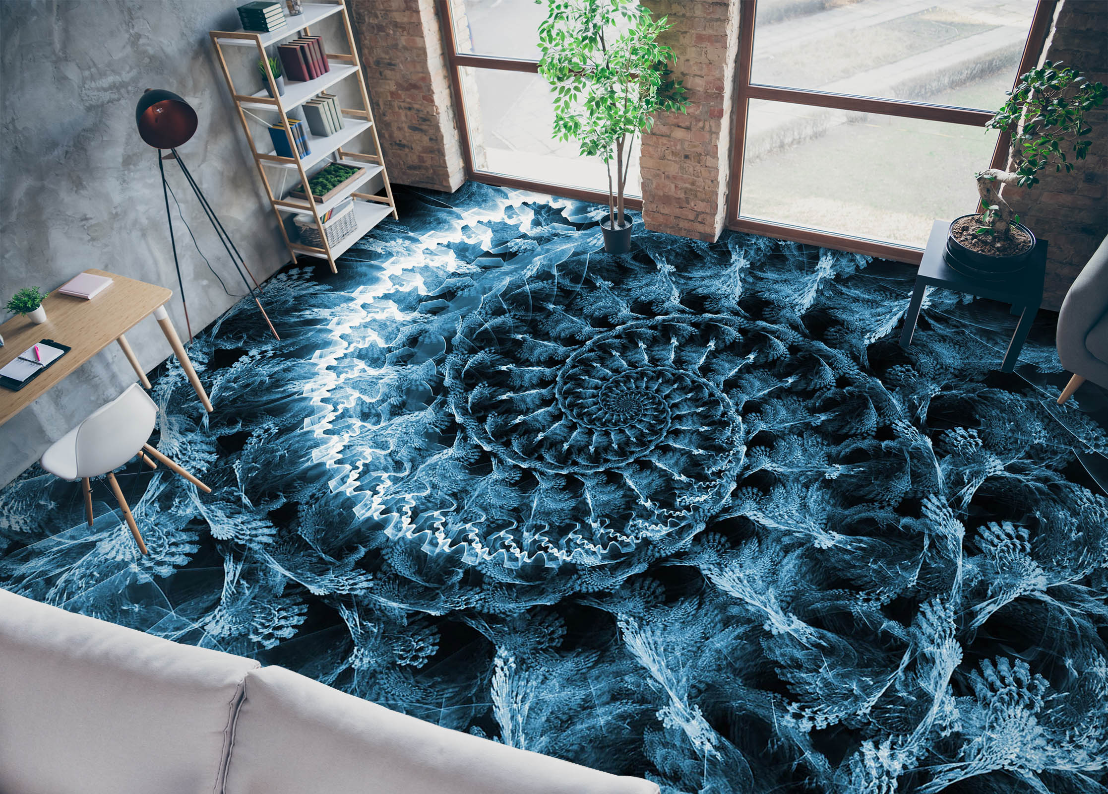 3D Water Spiral Staircase 551 Floor Mural