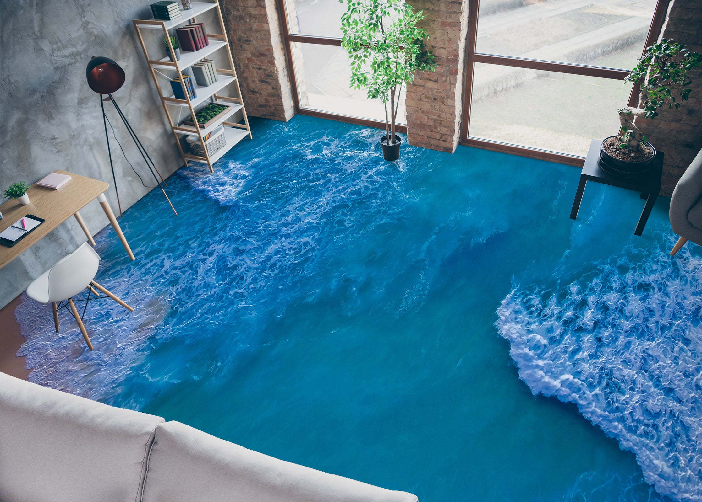 3D Blue Sea Leisurely 880 Floor Mural Wallpaper Murals Rug & Mat Print Epoxy waterproof bath floor