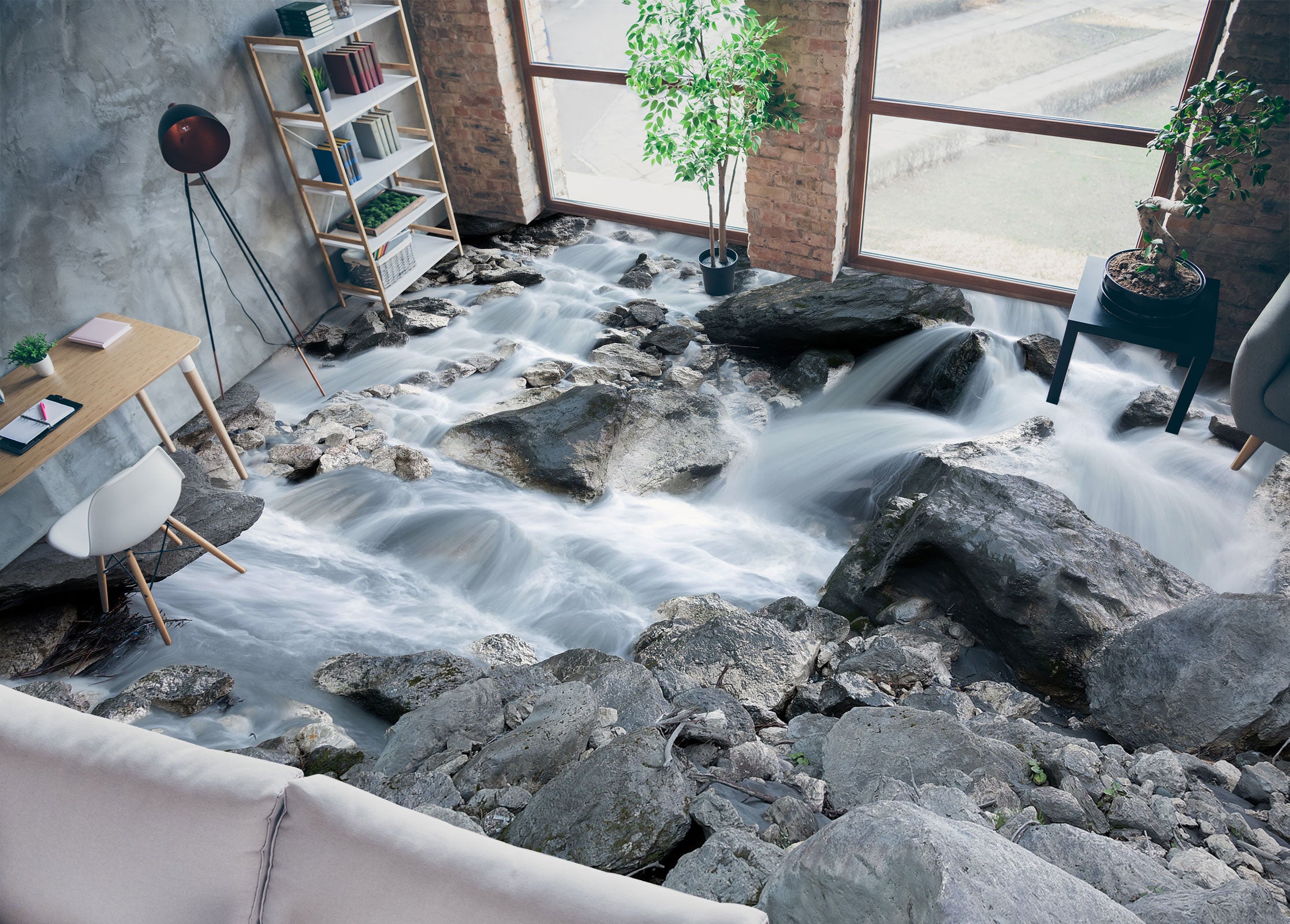 3D Stone And River 1077 Floor Mural Wallpaper Murals Self-Adhesive Removable Print Epoxy