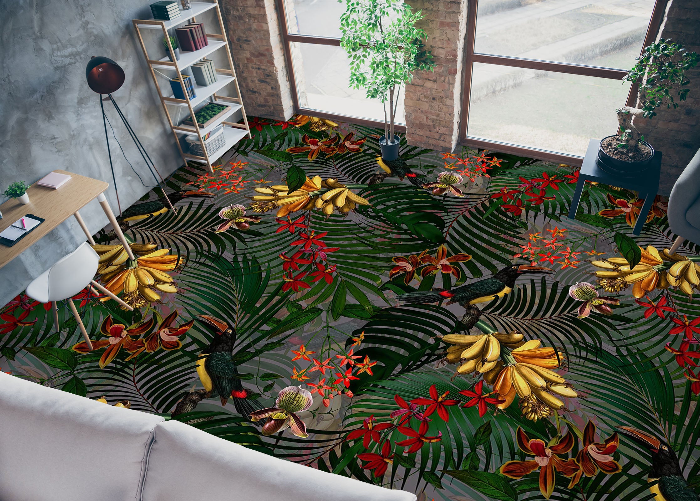 3D Leaves 99186 Uta Naumann Floor Mural Wallpaper Murals Self-Adhesive Removable Print Epoxy