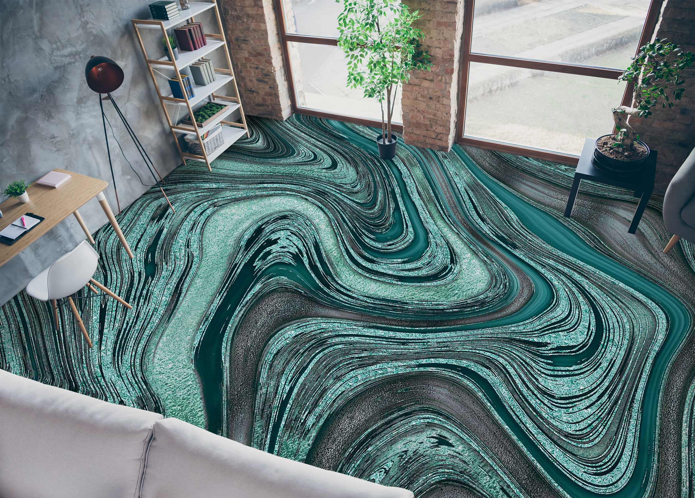 3D Green Texture Pattern 102138 Andrea Haase Floor Mural Wallpaper Murals Self-Adhesive Removable Print Epoxy