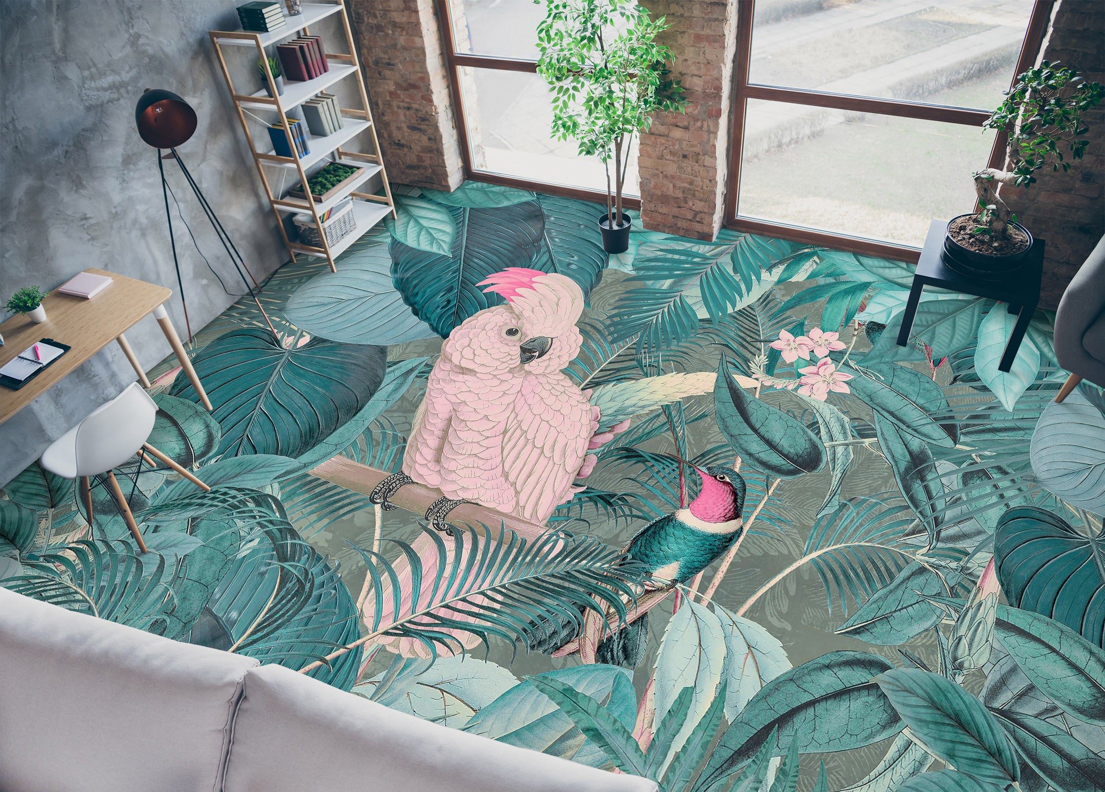 3D Jungle Parrot 104156 Andrea Haase Floor Mural Wallpaper Murals Self-Adhesive Removable Print Epoxy