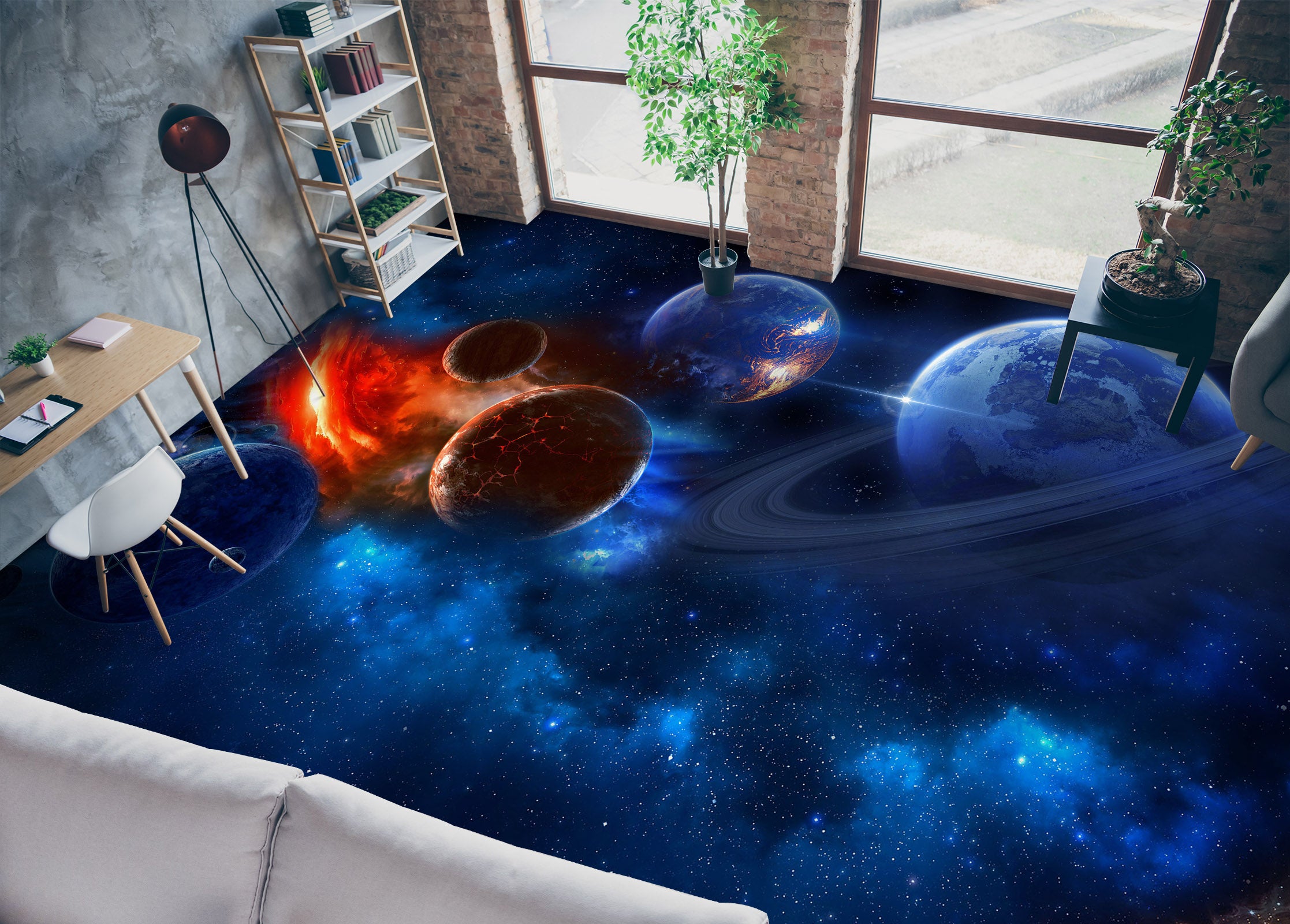 3D Mysterious Blue Universe 212 Floor Mural Wallpaper Murals Rug & Mat Print Epoxy waterproof bath floor