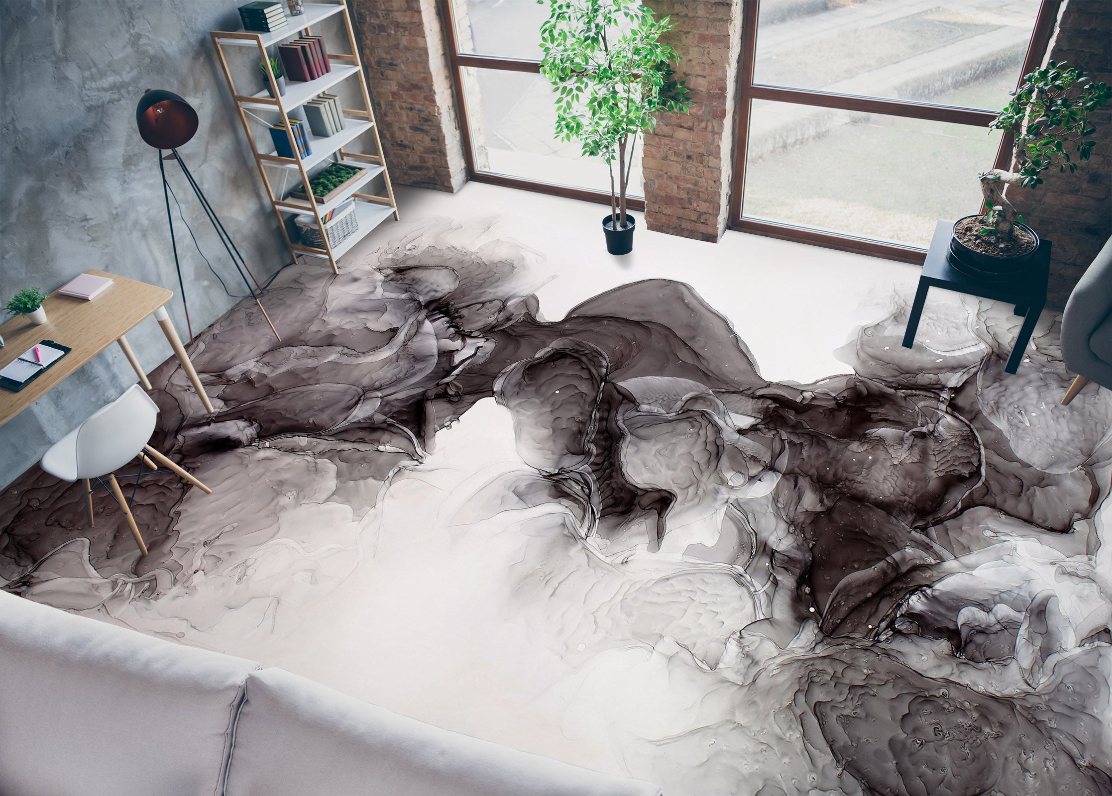 3D Flowing Ink Ribbon 1240 Floor Mural Wallpaper Murals Self-Adhesive Removable Print Epoxy