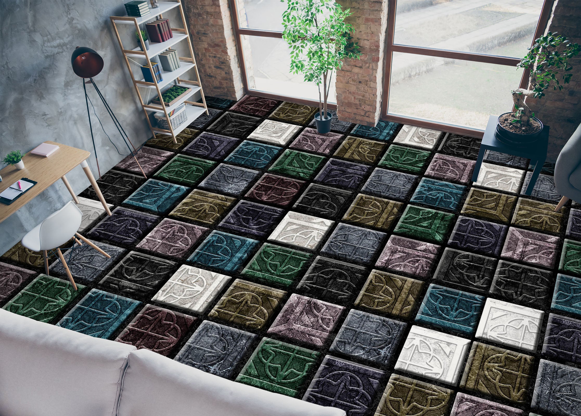 3D Exquisitely Carved Squares 938 Floor Mural Wallpaper Murals Rug & Mat Print Epoxy waterproof bath floor