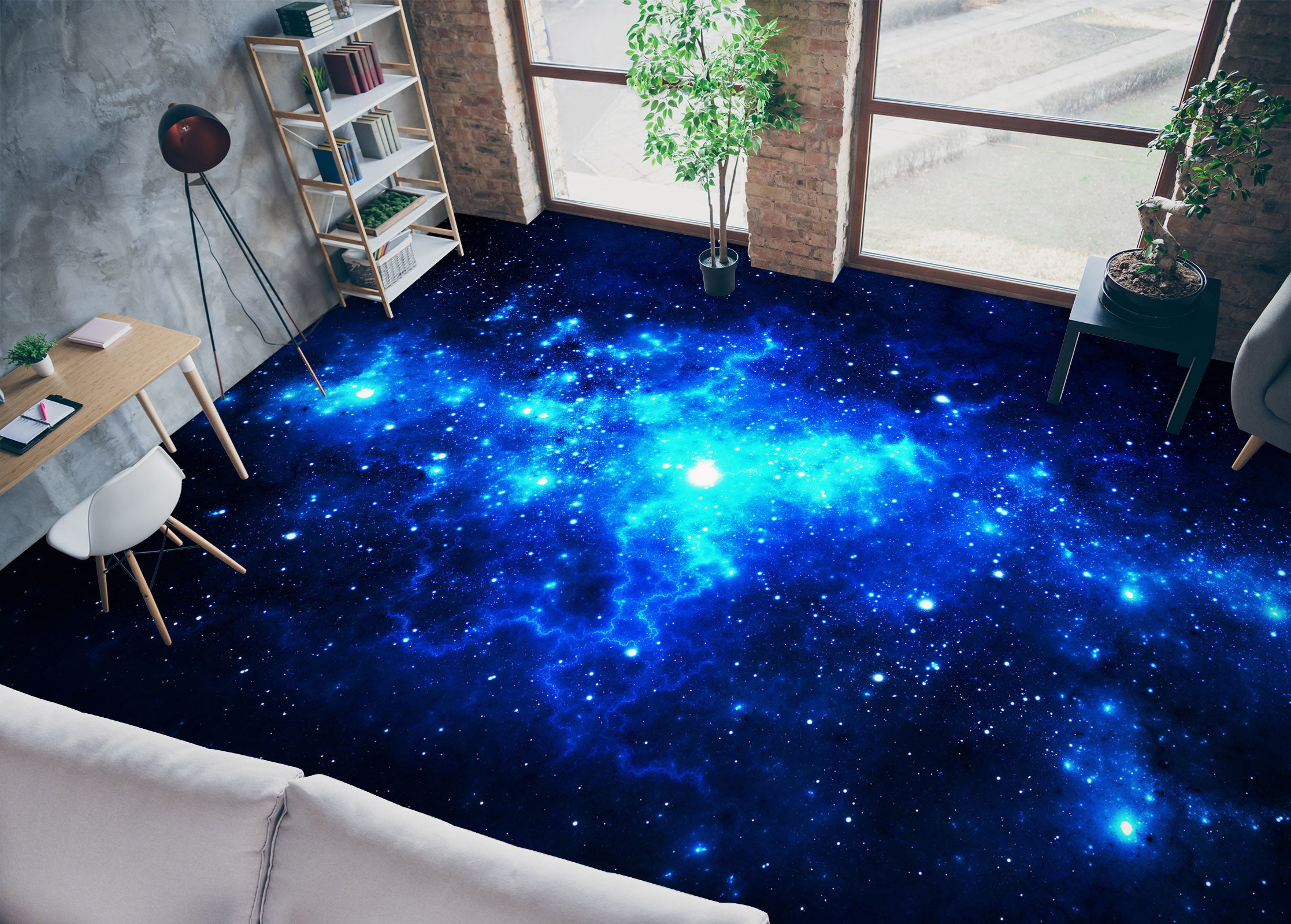 3D Shining Blue Universe 1435 Floor Mural Wallpaper Murals Self-Adhesive Removable Print Epoxy