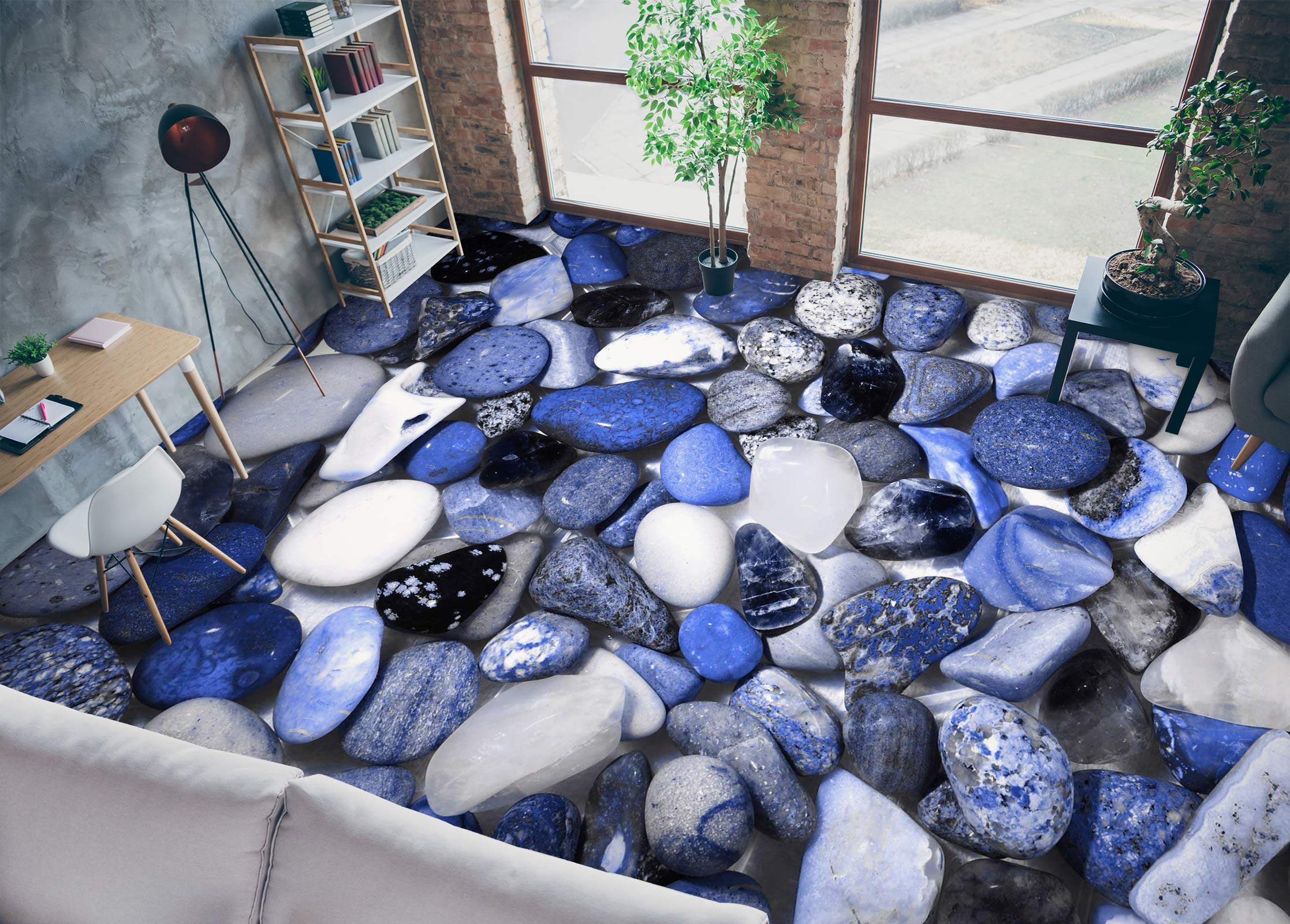 3D Chic Purple Pebbles 1024 Floor Mural Wallpaper Murals Self-Adhesive Removable Print Epoxy