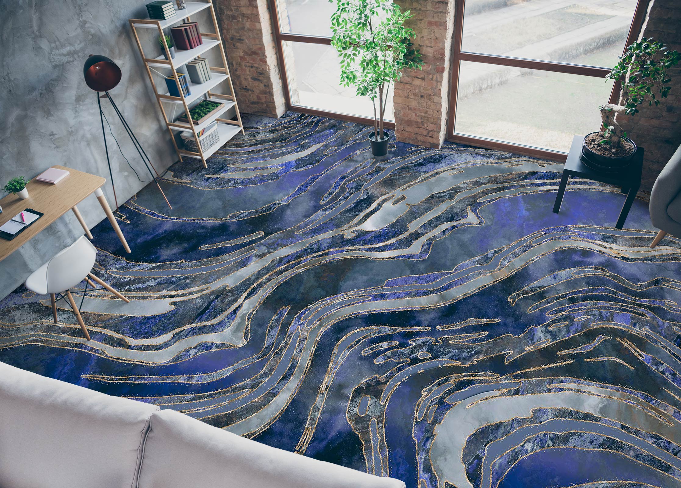 3D Gray Purple Stripes 102126 Andrea Haase Floor Mural Wallpaper Murals Self-Adhesive Removable Print Epoxy