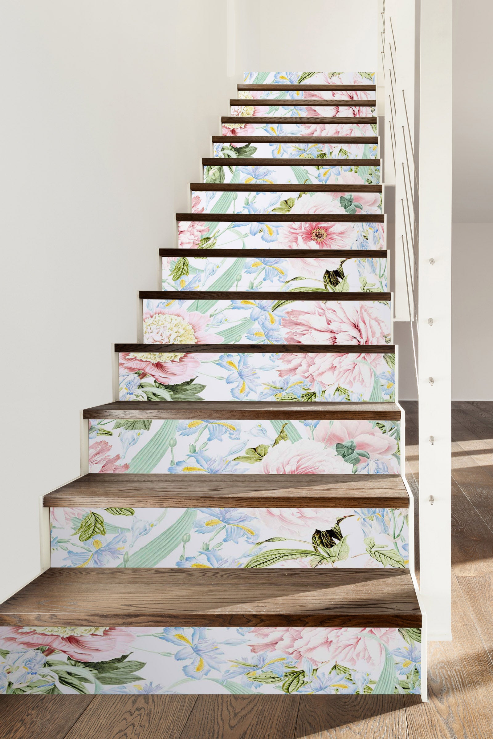 3D Light Pink Flowers 10437 Uta Naumann Stair Risers