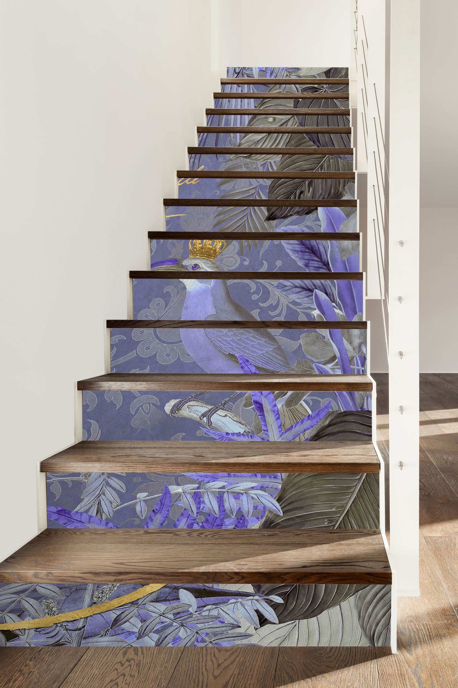 3D Purple Bird Jungle 11023 Andrea Haase Stair Risers