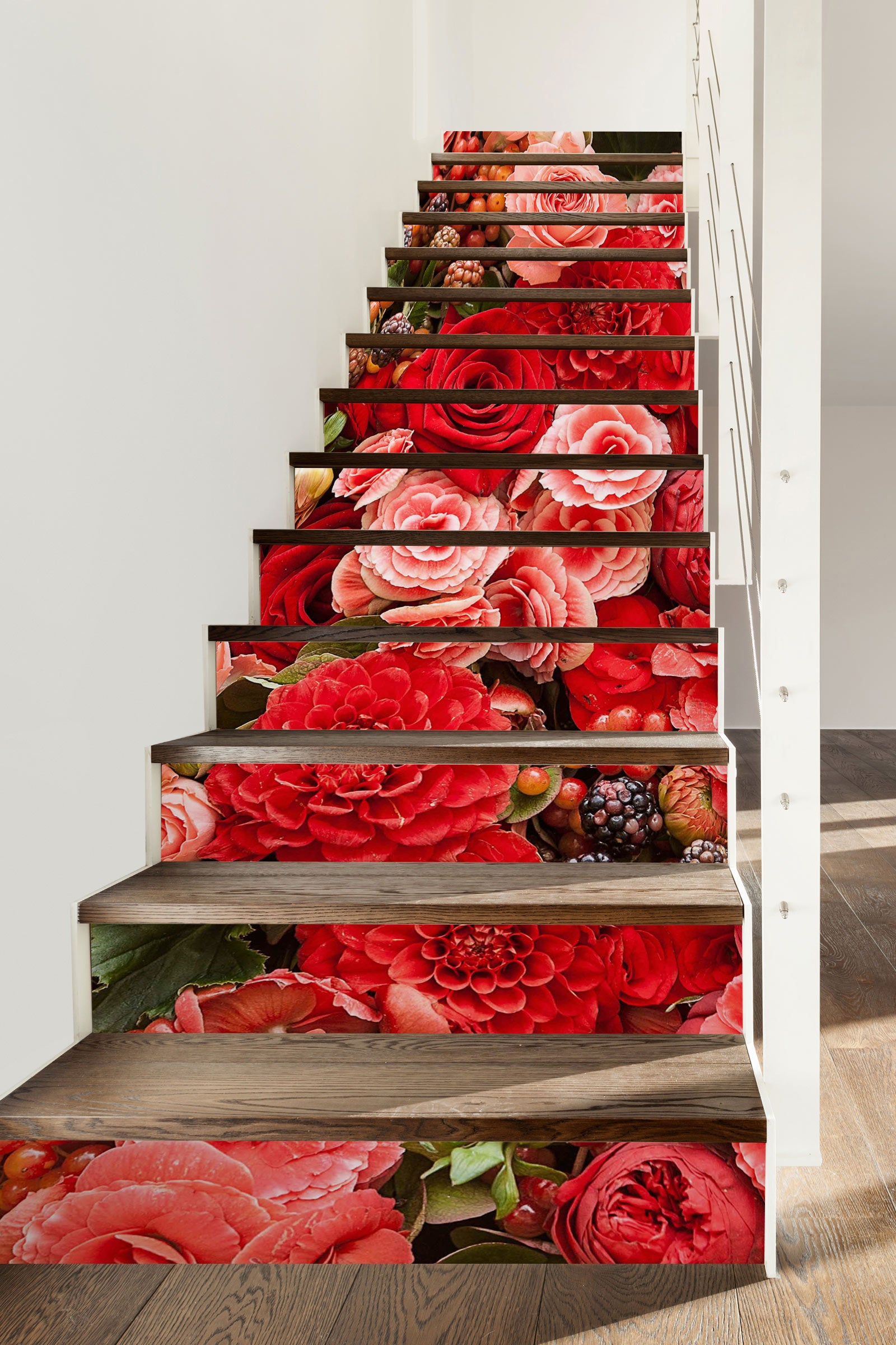 3D Romantic Roses 414 Stair Risers