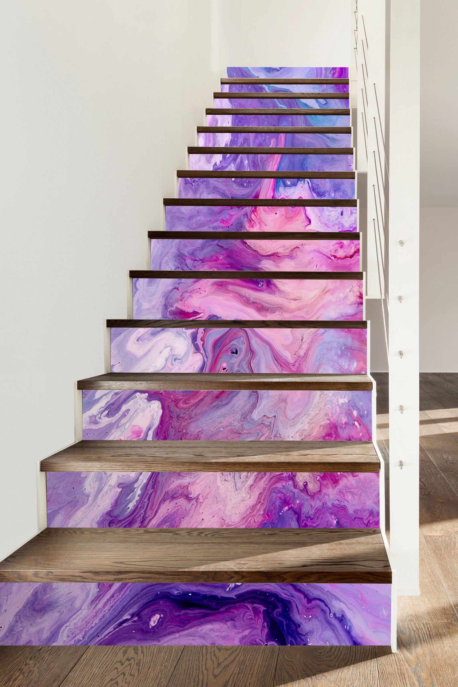 3D Purple Curved Texture 558 Stair Risers