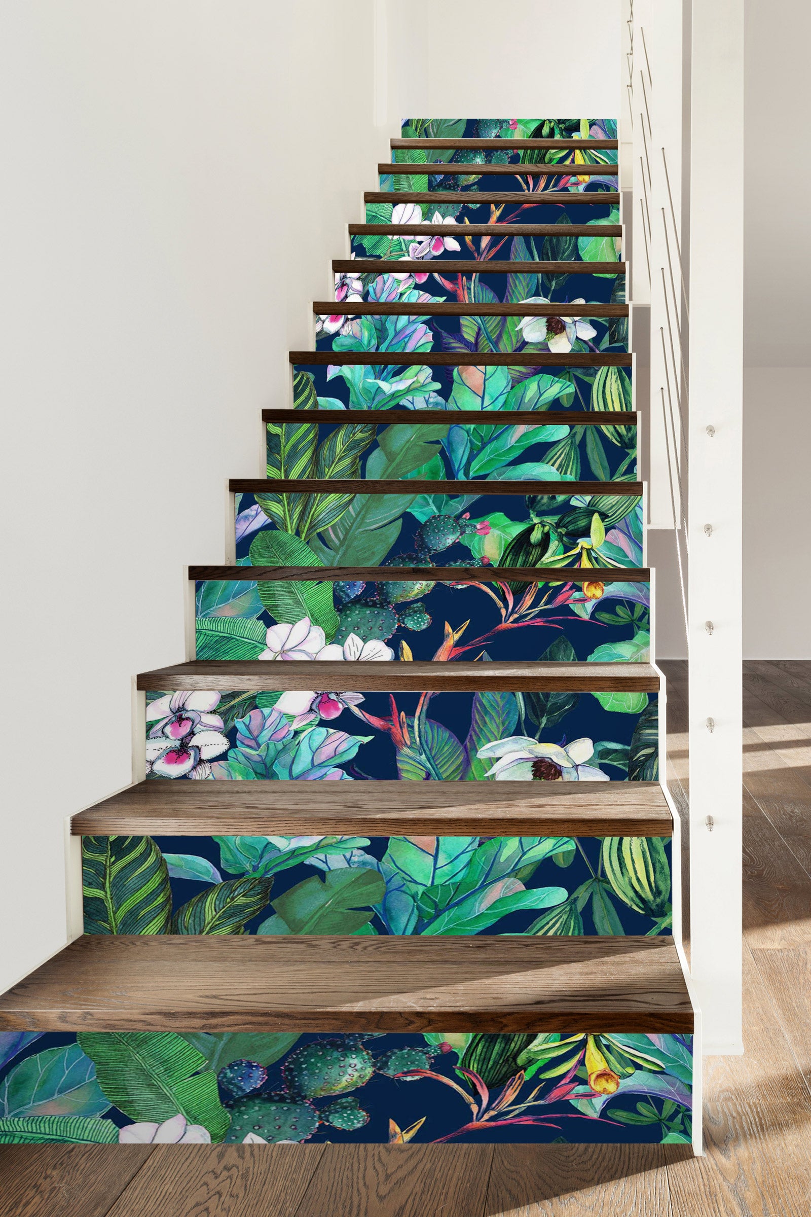 3D Beautiful Night Flowers 491 Stair Risers