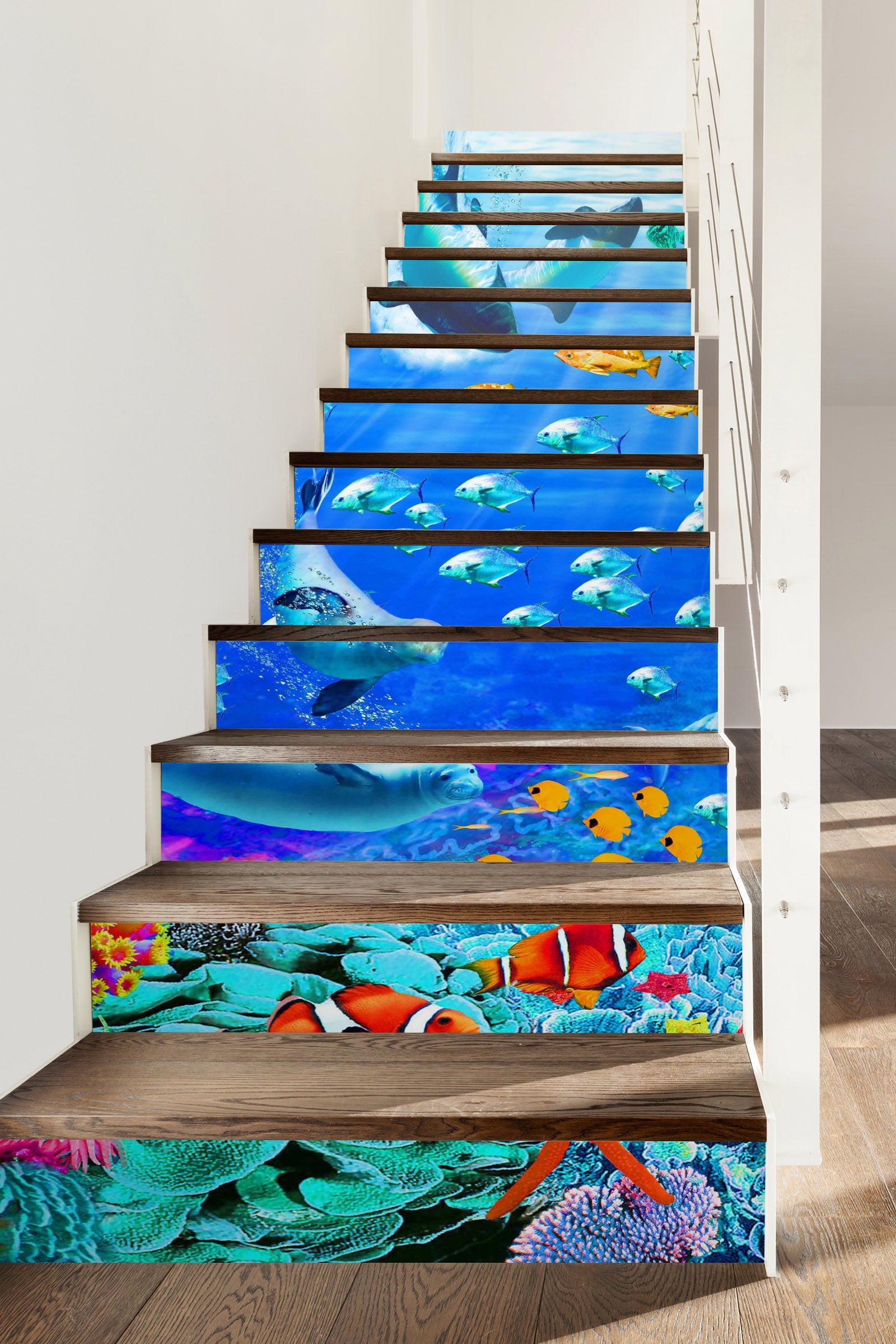 3D Ocean Dolphin Whale Color Fish 96187 Adrian Chesterman Stair Risers