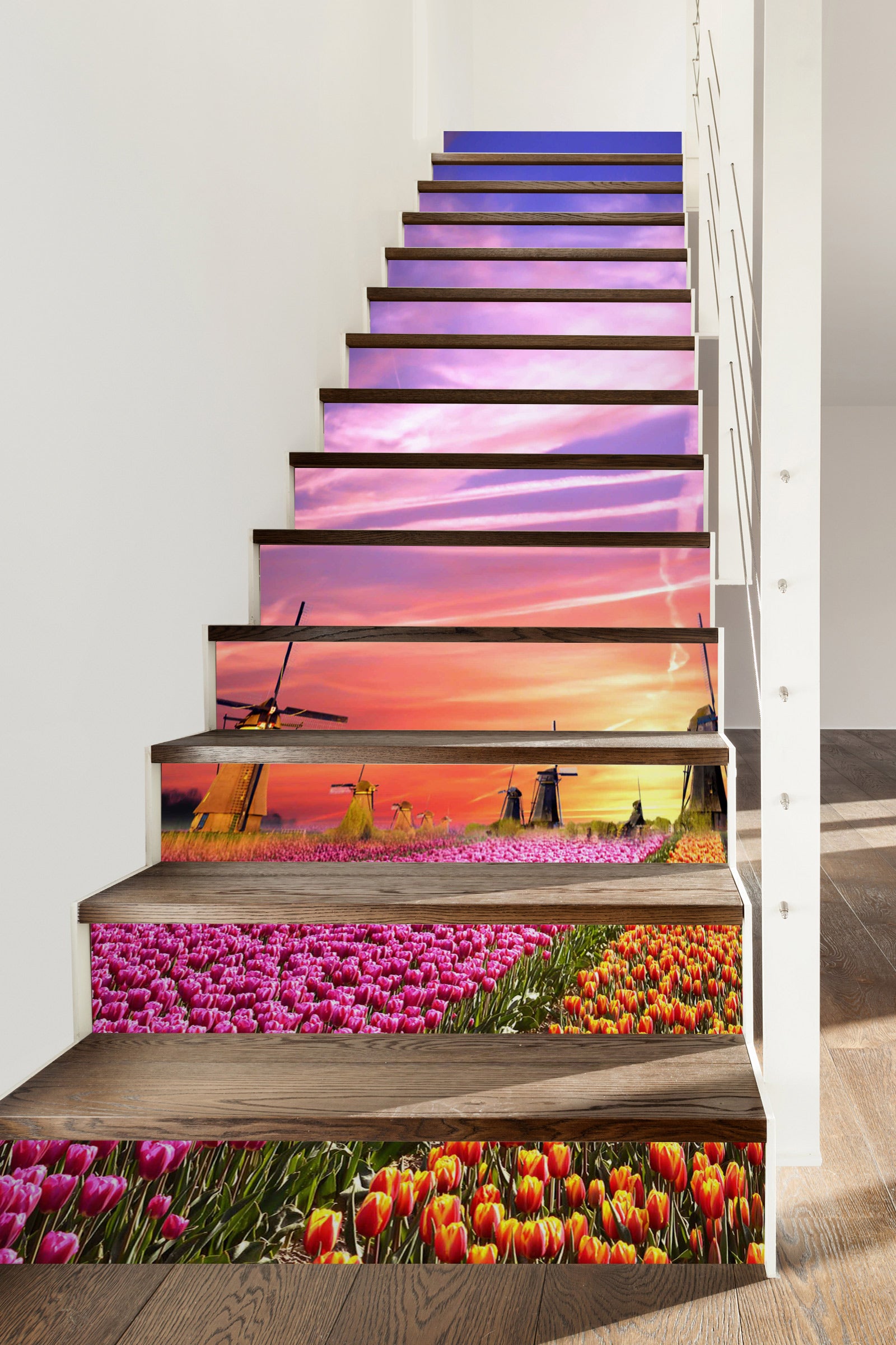 3D Romantic Flower Field 276 Stair Risers