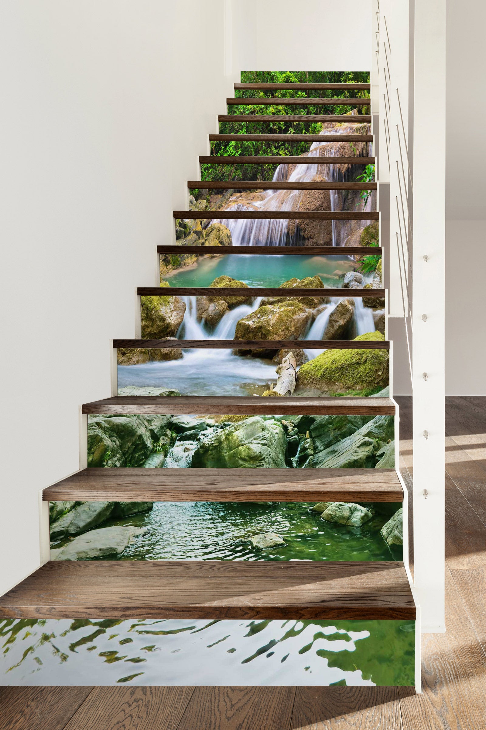 3D Green Water And Bluestone 066 Stair Risers