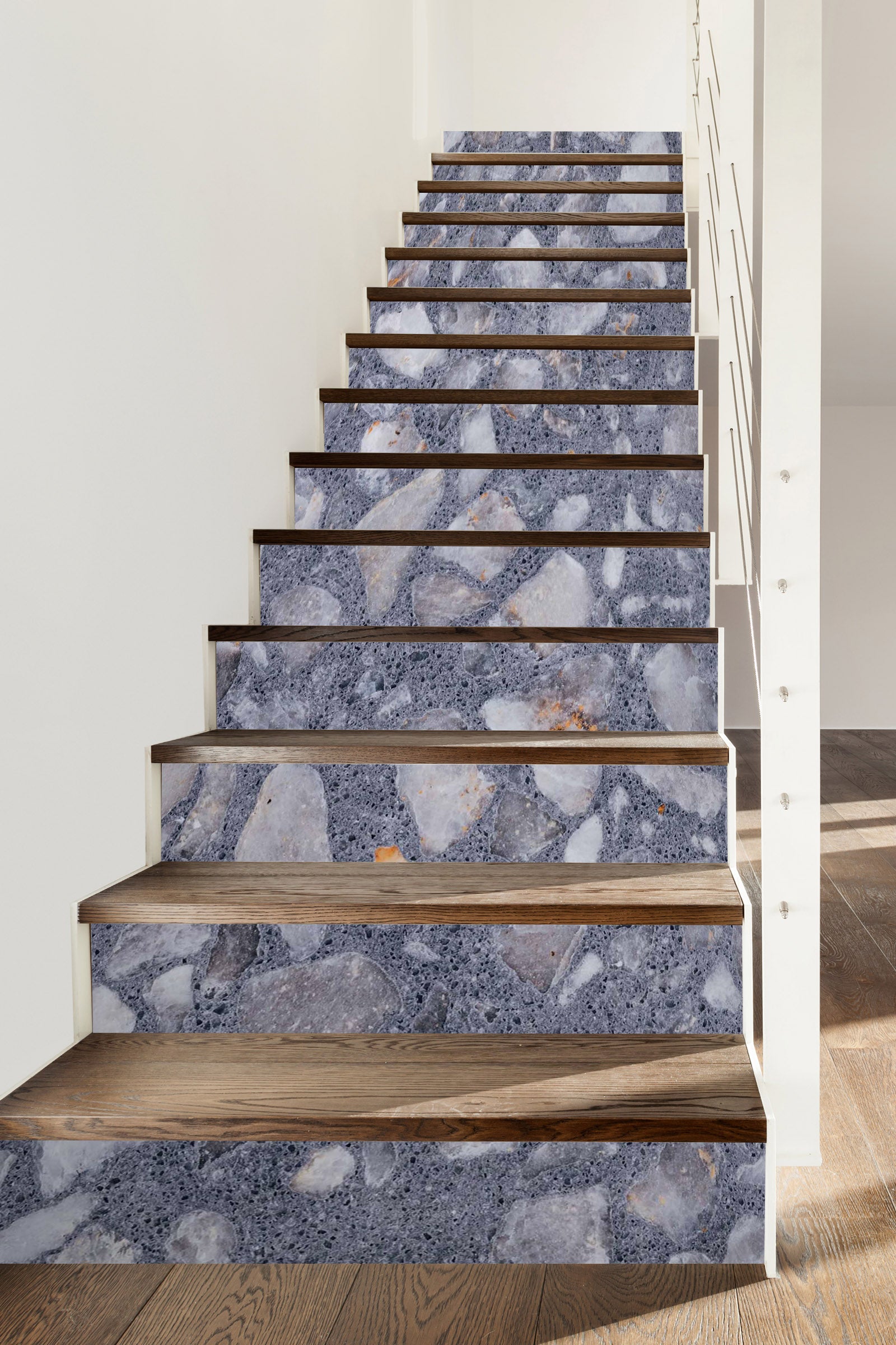 3D Grey Pebbles 639 Stair Risers