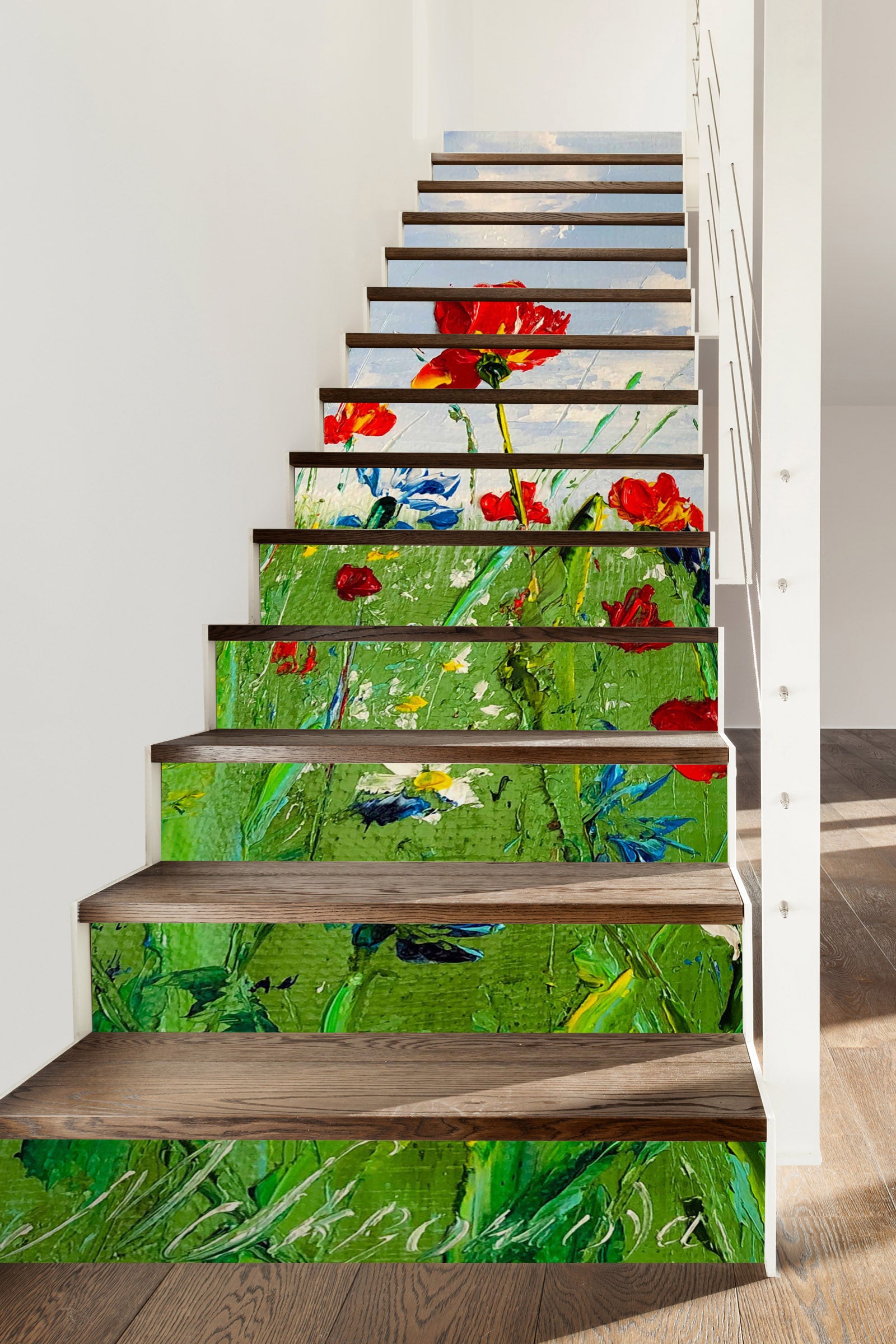 3D Red Flower Grass 2216 Skromova Marina Stair Risers