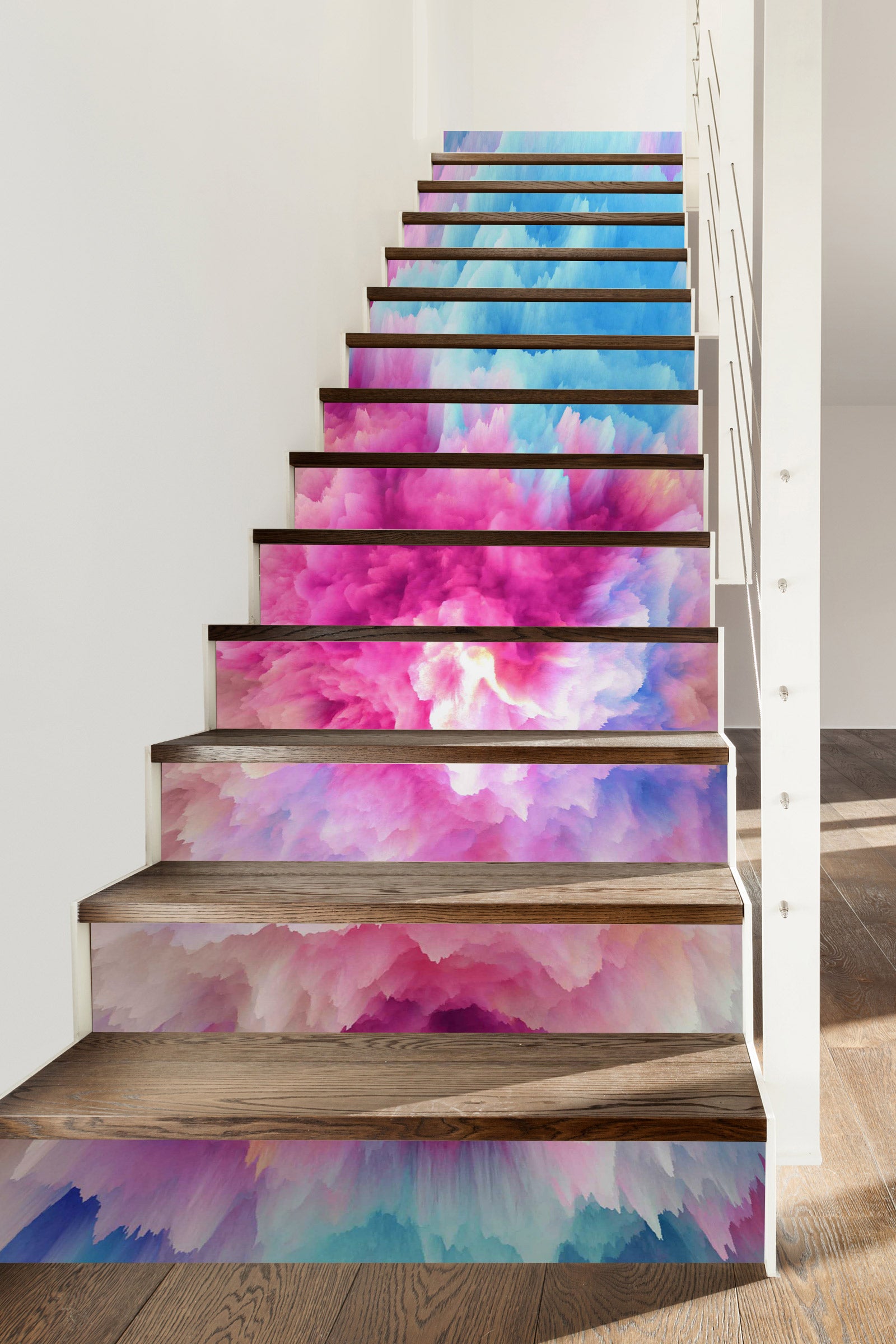3D Color Gradation Flower 184 Stair Risers