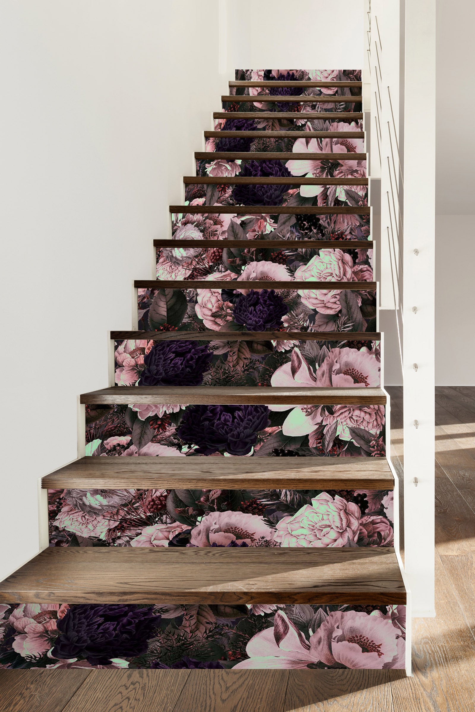 3D Dark Flowers 10435 Uta Naumann Stair Risers