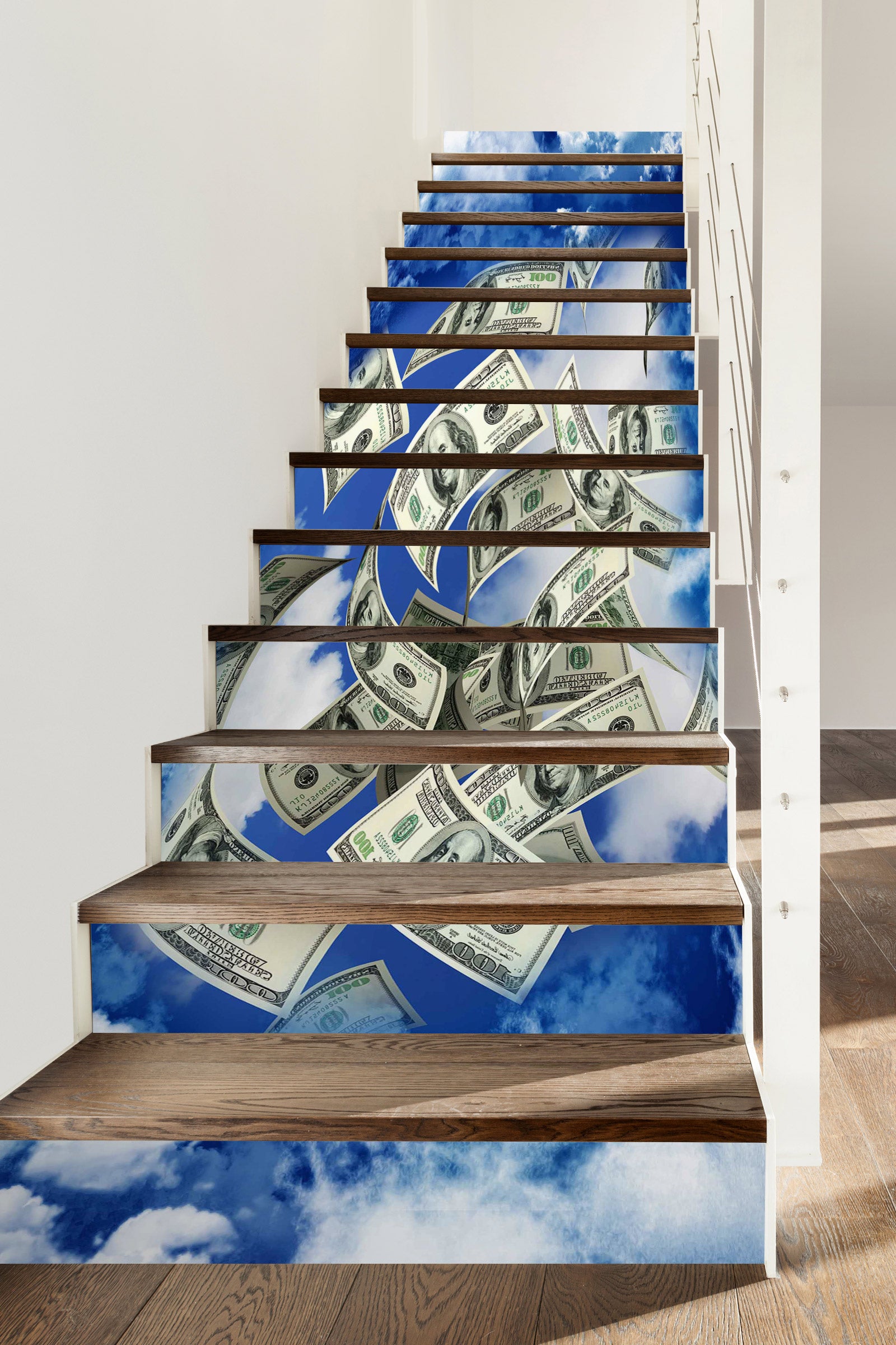 3D Blue Sky Banknotes 019 Stair Risers