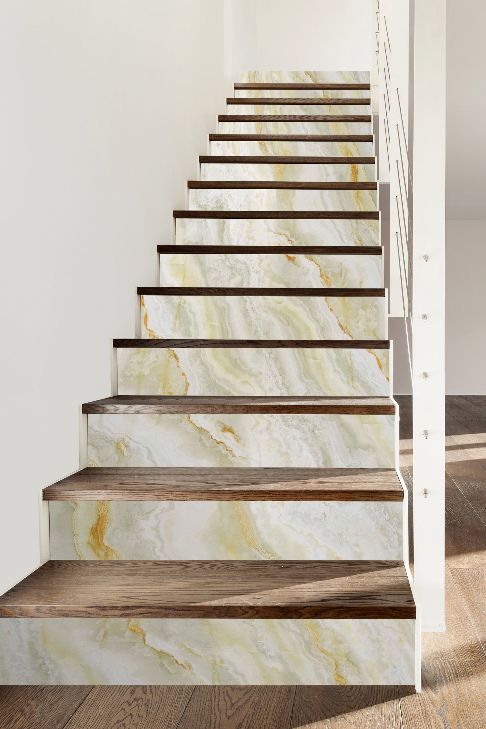 3D Simple Pattern Of Yellow And White 567 Stair Risers