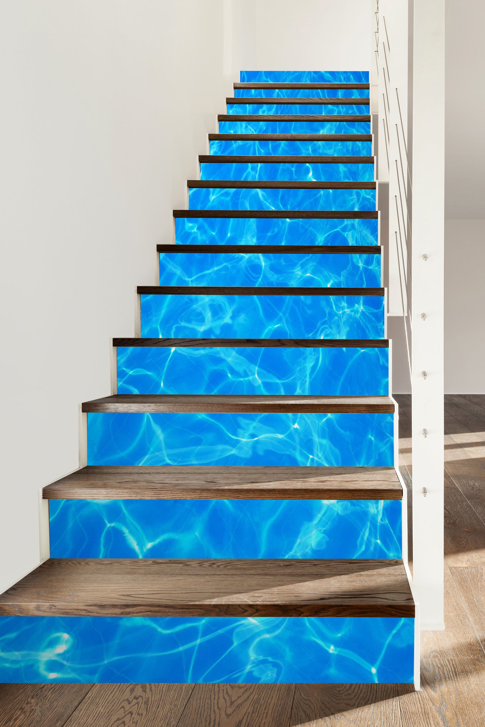 3D Blue Water Light Pattern 026 Stair Risers
