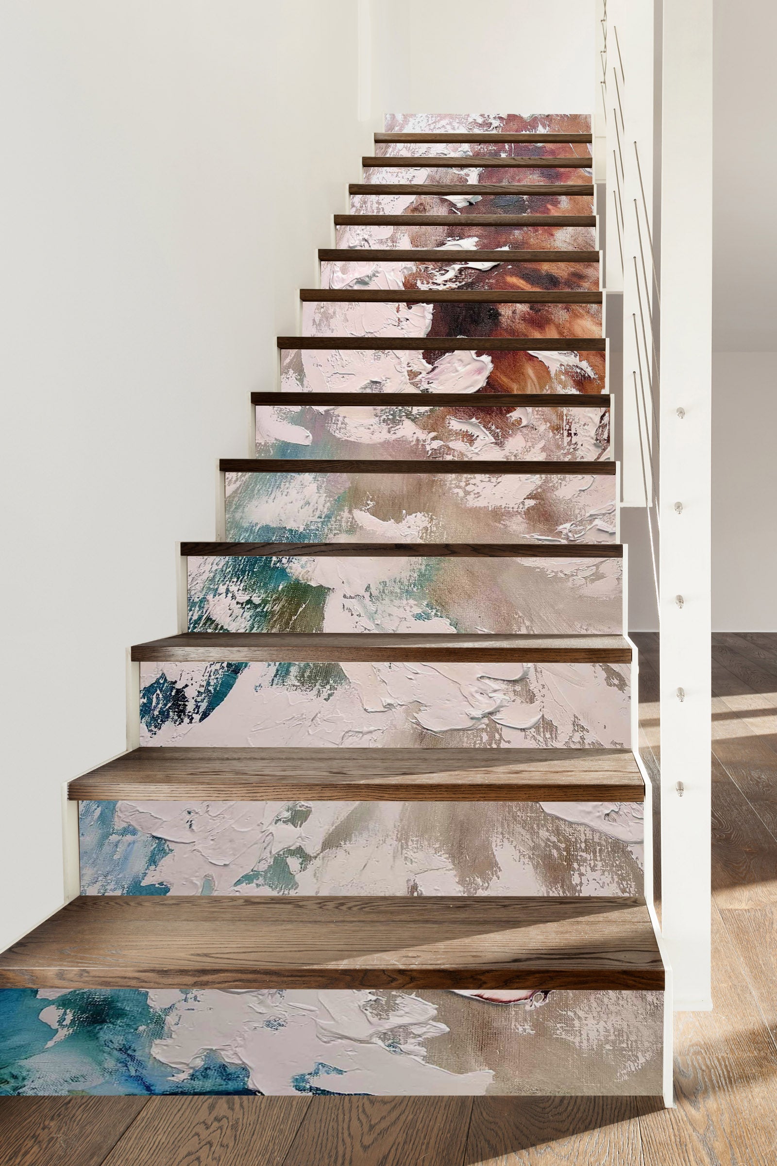 3D White Paint Flower 2144 Skromova Marina Stair Risers