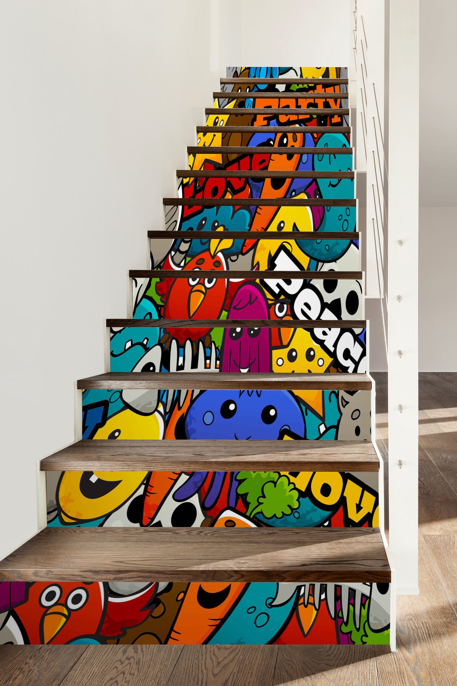 3D Lovely Vegetable Buddies 256 Stair Risers