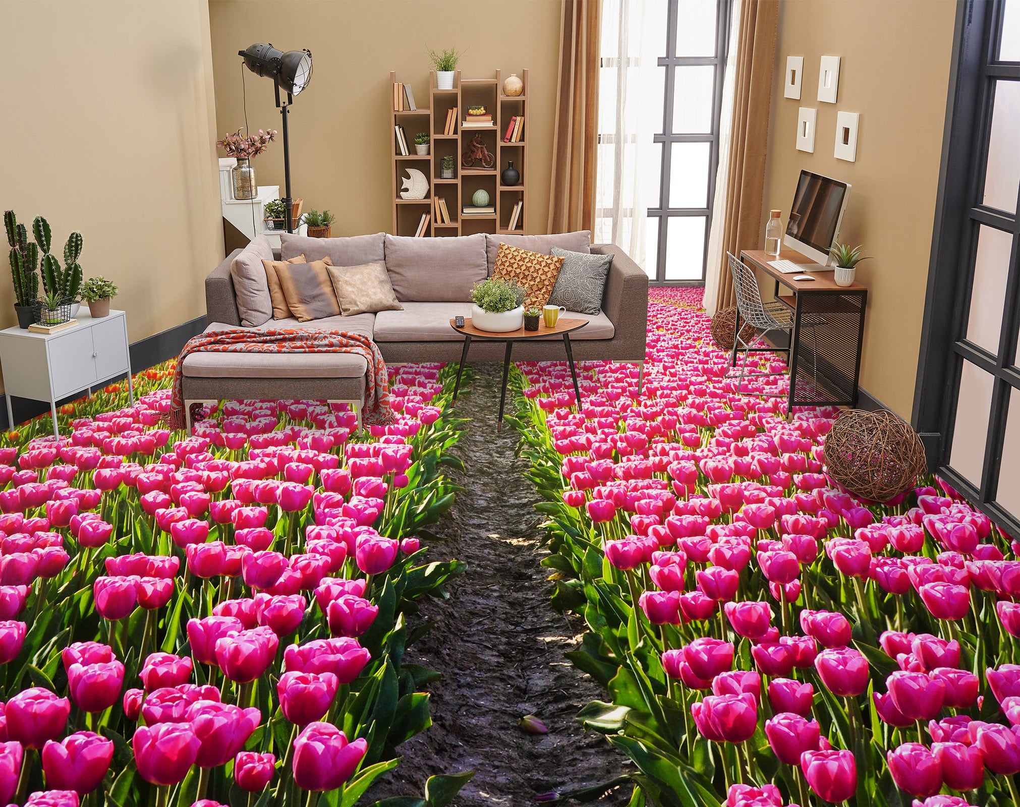 3D Full-bodied Tulips 1212 Floor Mural Wallpaper Murals Self-Adhesive Removable Print Epoxy