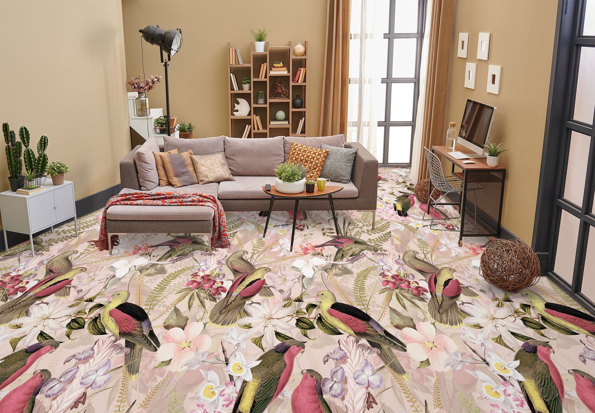 3D Flower Bird Pattern 99176 Uta Naumann Floor Mural Wallpaper Murals Self-Adhesive Removable Print Epoxy