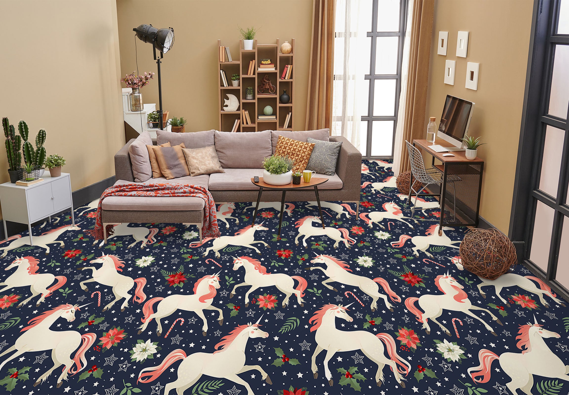 3D Pink Unicorn Mane 1213 Floor Mural Wallpaper Murals Self-Adhesive Removable Print Epoxy