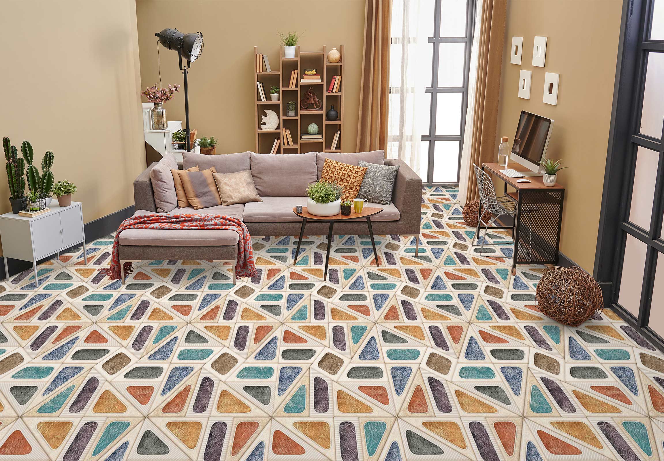 3D Retro Color Art 484 Floor Mural