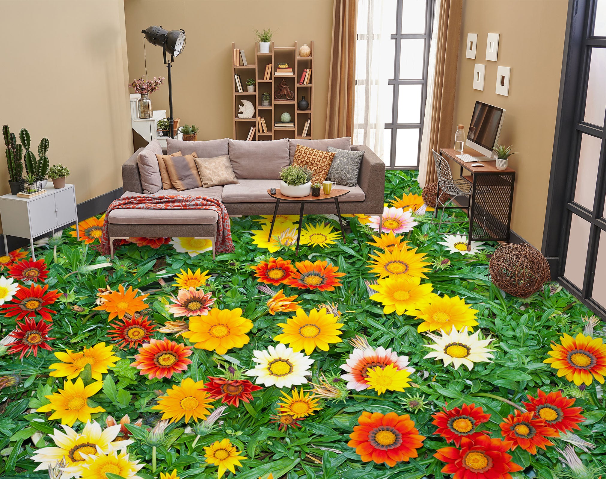 3D Pretty Chrysanthemums 529 Floor Mural Wallpaper Murals Rug & Mat Print Epoxy waterproof bath floor