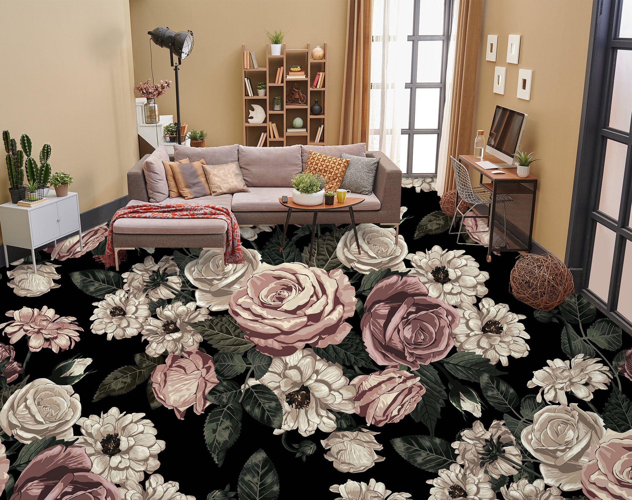 3D Time Art Flowers 1222 Floor Mural Wallpaper Murals Self-Adhesive Removable Print Epoxy