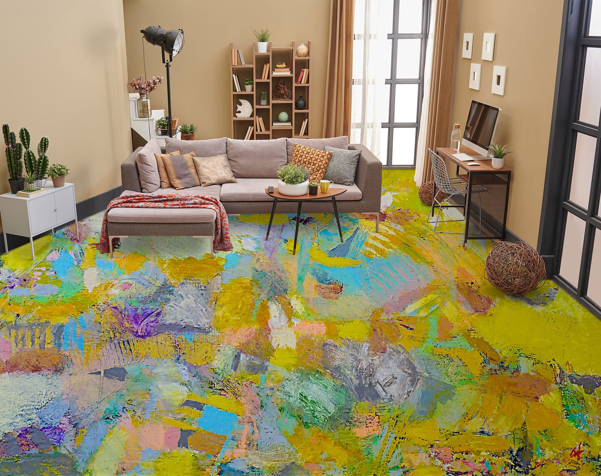3D Yellow-Green Pigment 9508 Allan P. Friedlander Floor Mural Wallpaper Murals Self-Adhesive Removable Print Epoxy
