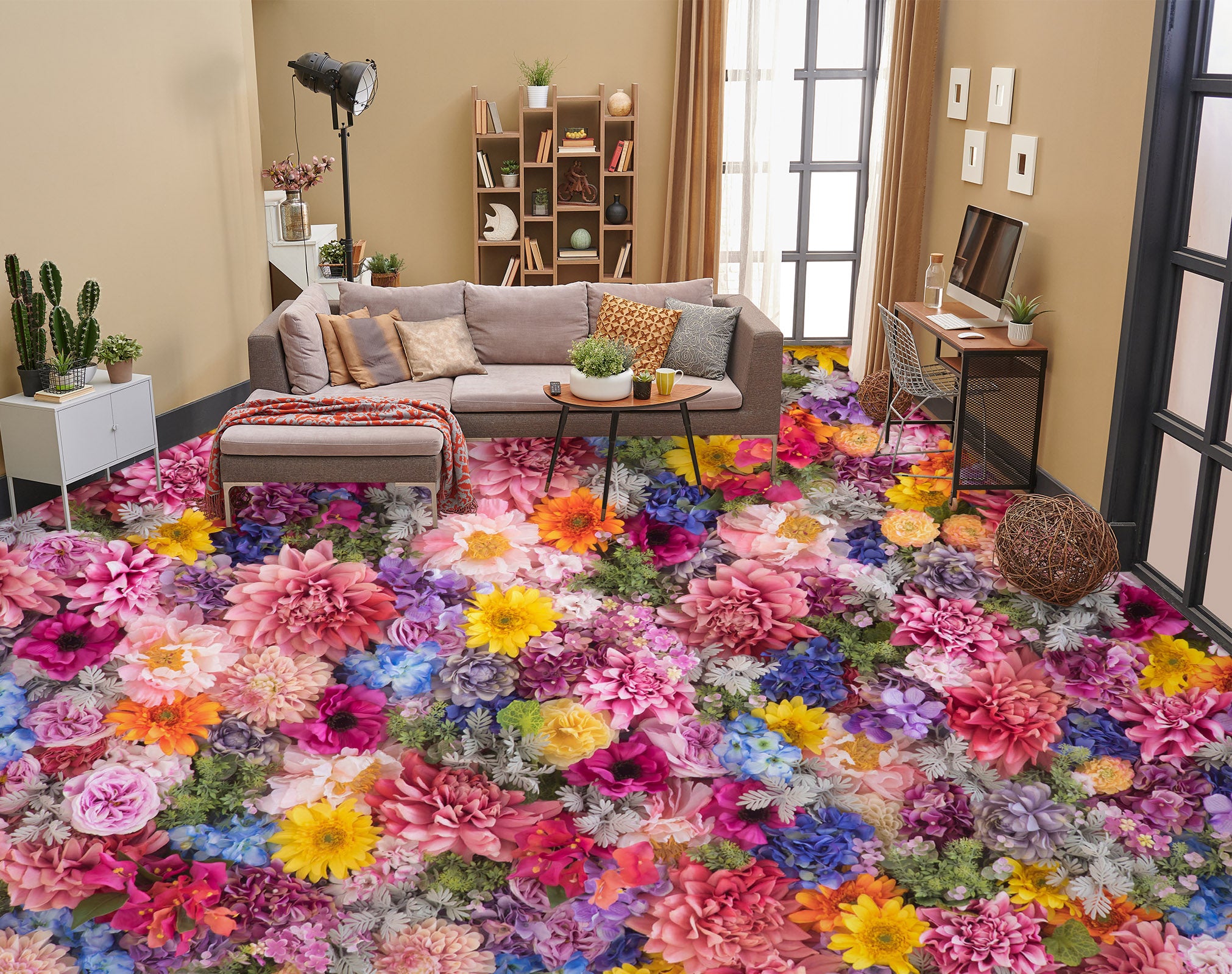 3D Bustling Flowers 084 Floor Mural Wallpaper Murals Rug & Mat Print Epoxy waterproof bath floor