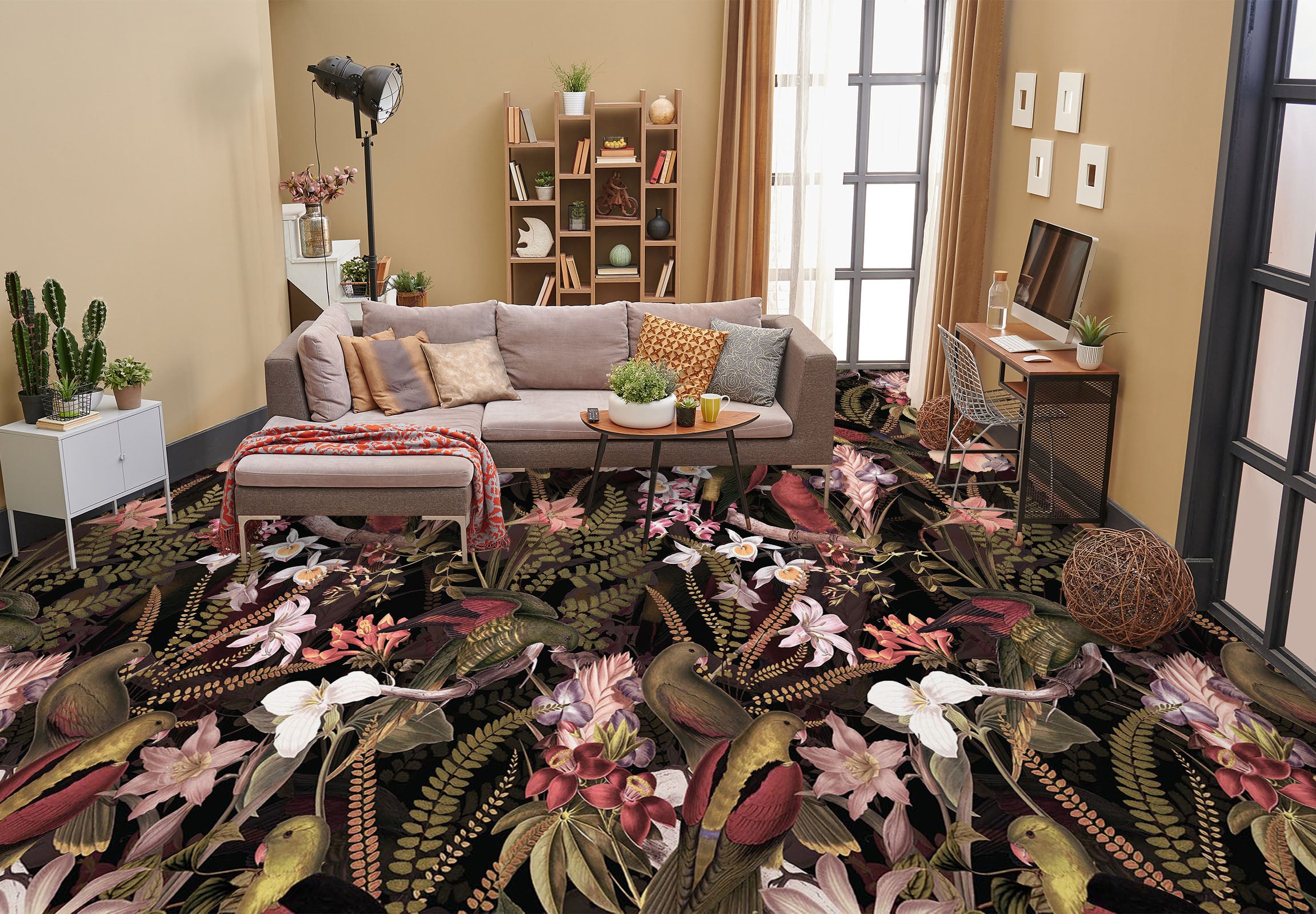 3D Flower Leaves 99178 Uta Naumann Floor Mural Wallpaper Murals Self-Adhesive Removable Print Epoxy